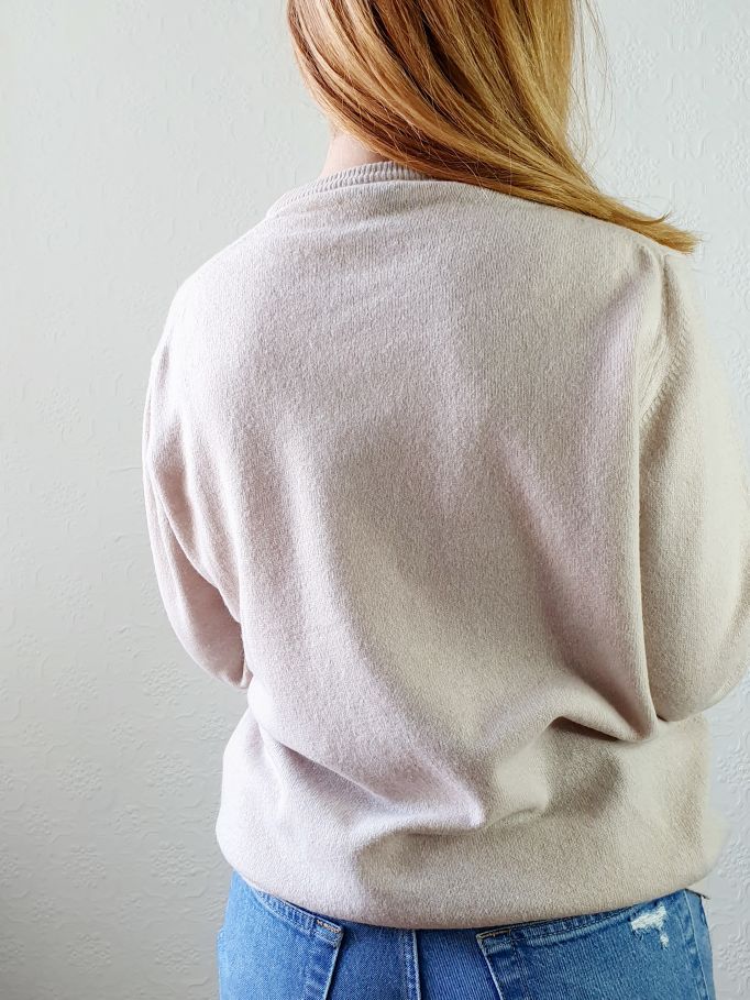 Vintage Light Beige Lambswool Jumper - L - Image 8