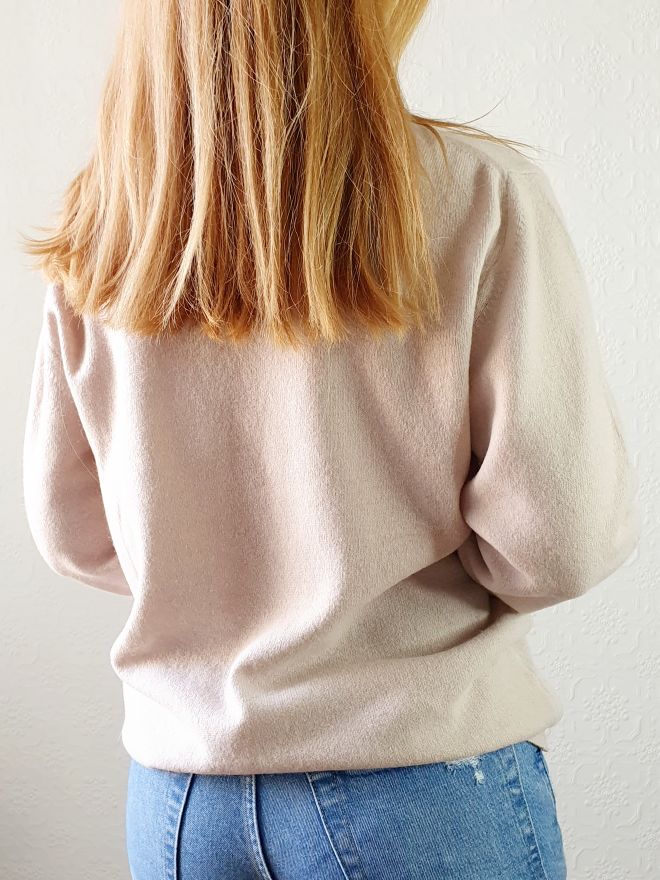 Vintage Light Beige Lambswool Jumper - L - Image 9