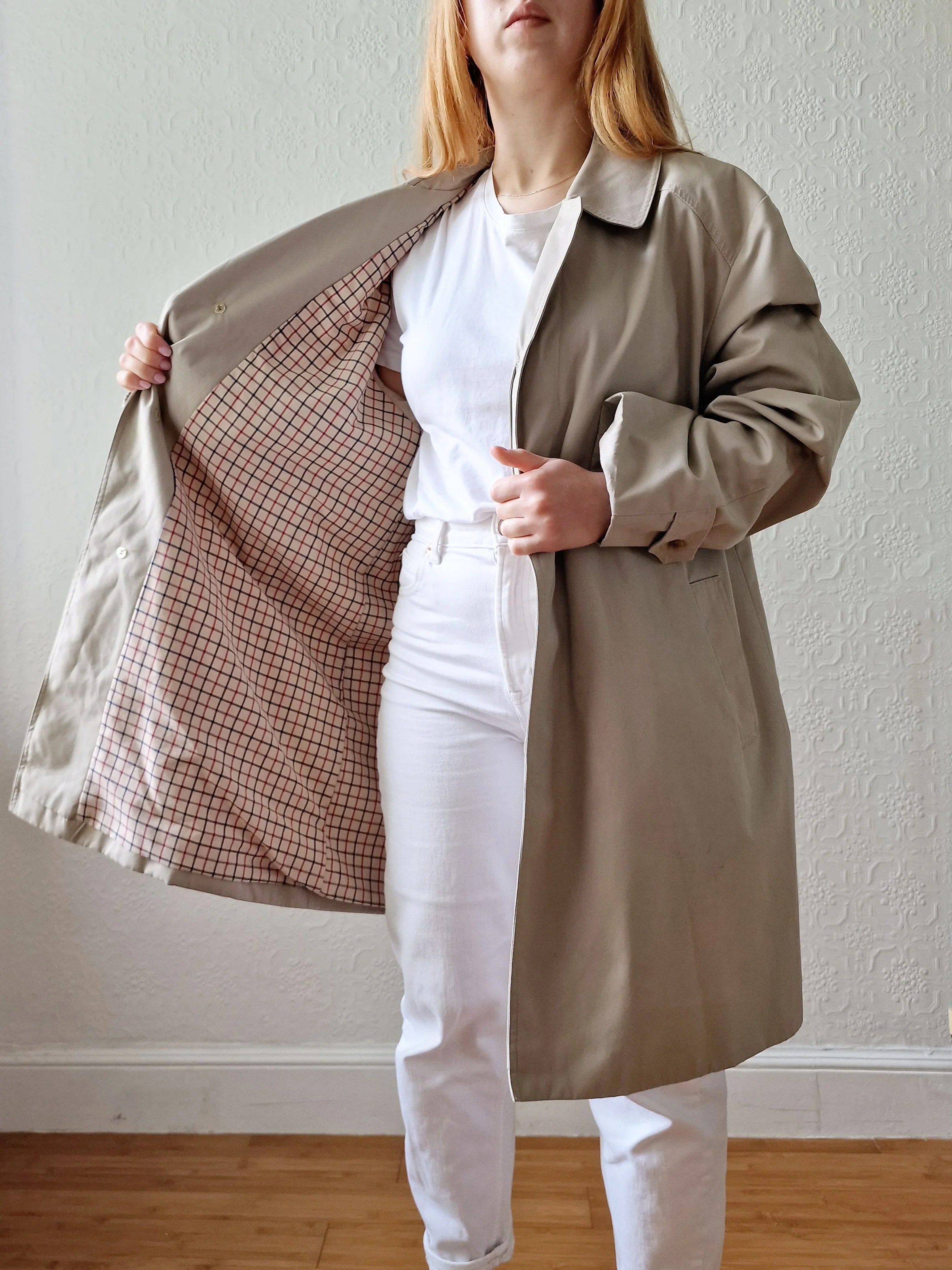 Vintage Light Beige Single Breasted Medium Length Trench Coat by Dannimac - M/L - Image 3