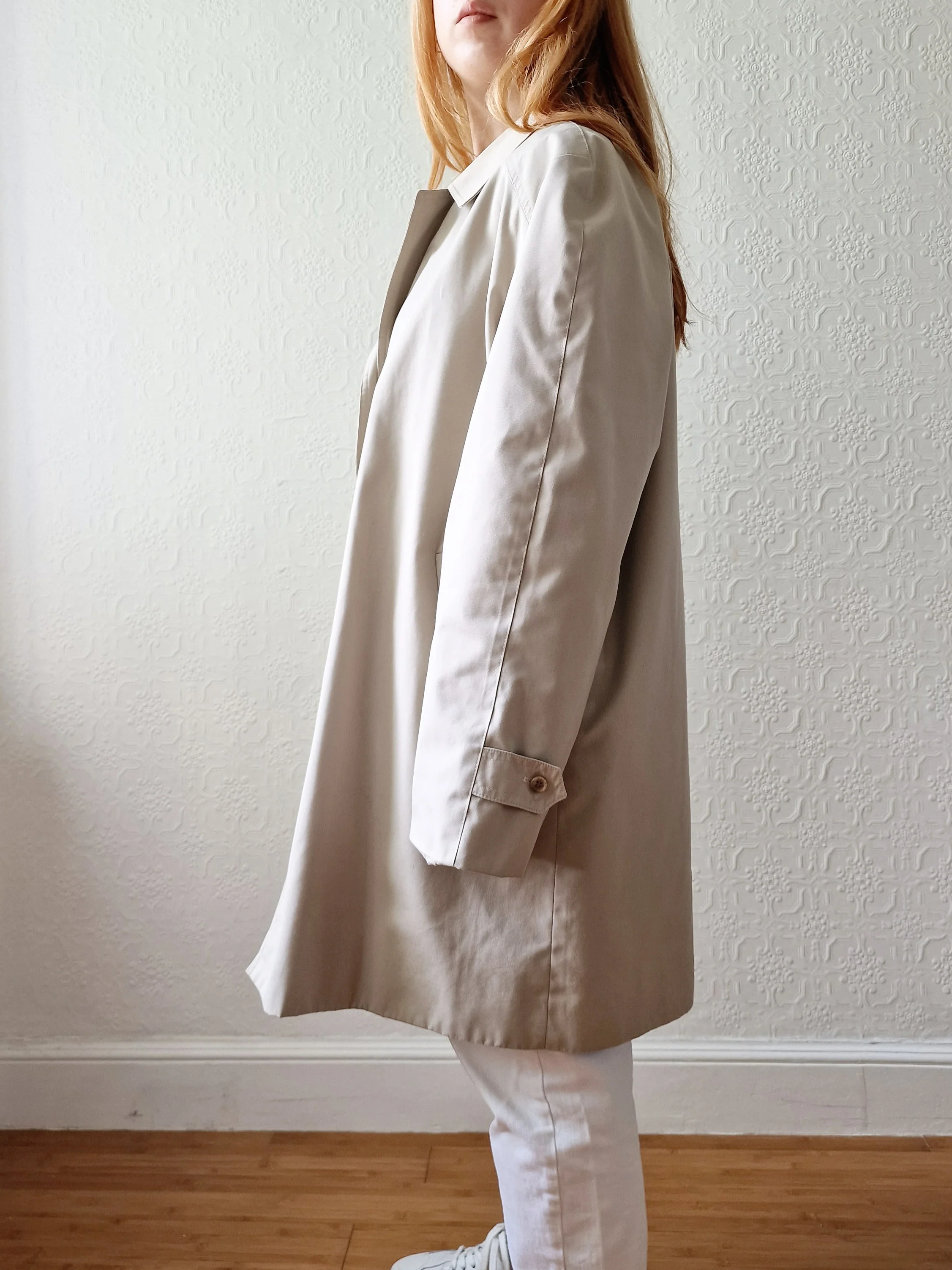 Vintage Light Beige Single Breasted Medium Length Trench Coat by Dannimac - M/L - Image 5