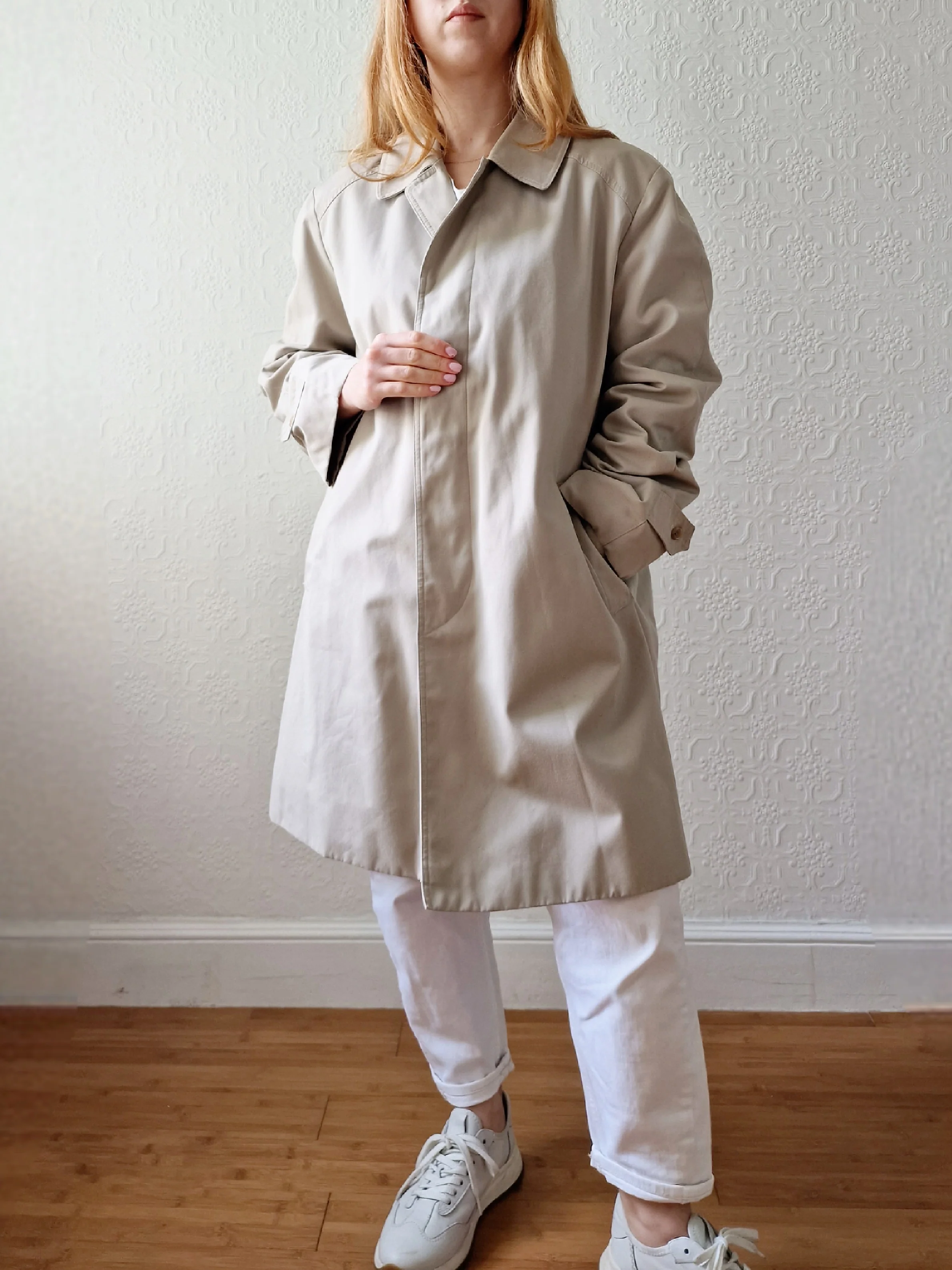 Vintage Light Beige Single Breasted Medium Length Trench Coat by Dannimac - M/L - Image 7