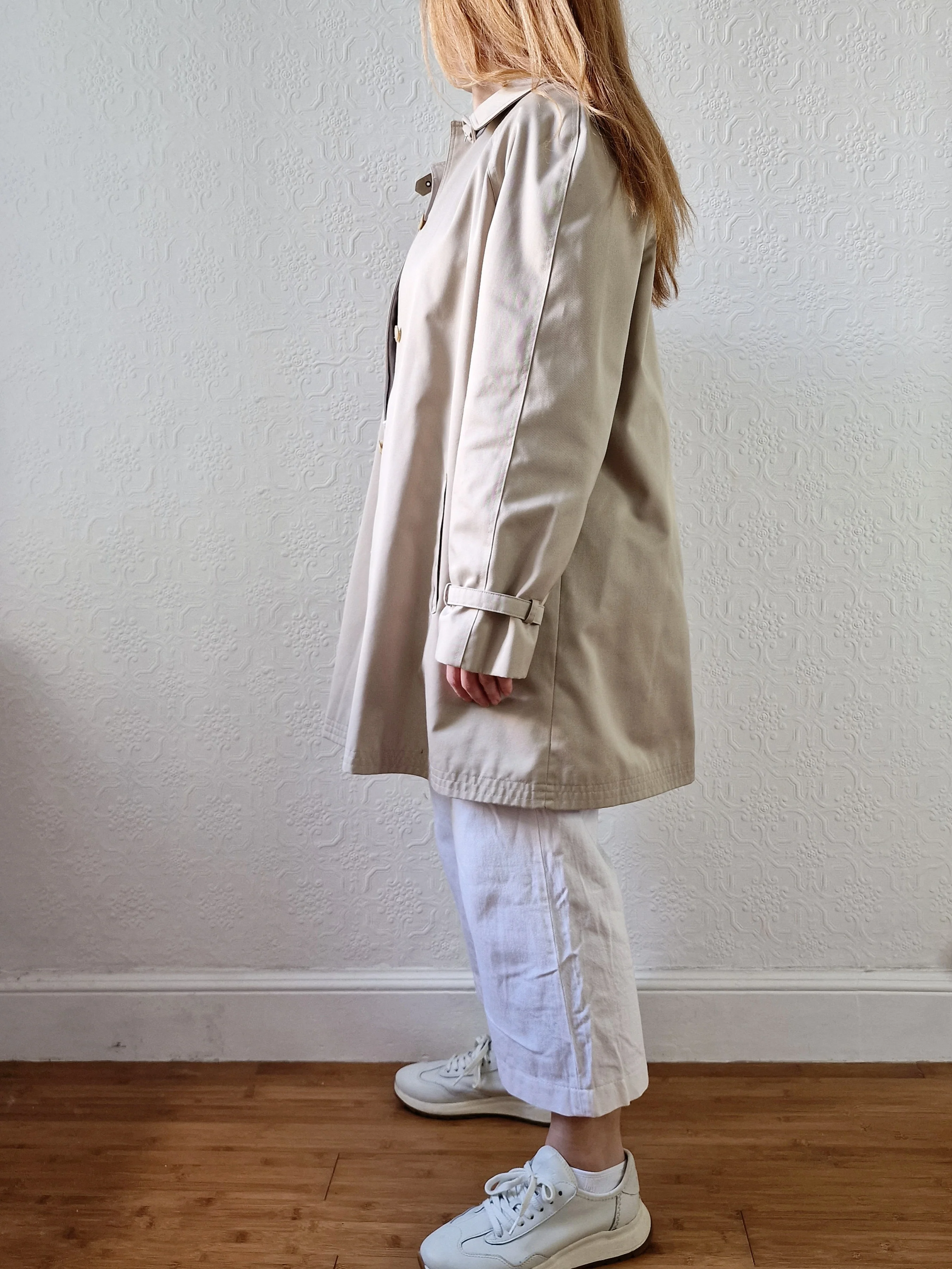 Vintage Light Beige Single Breasted Mid Length Trench Coat by Dannimac - M - Image 4