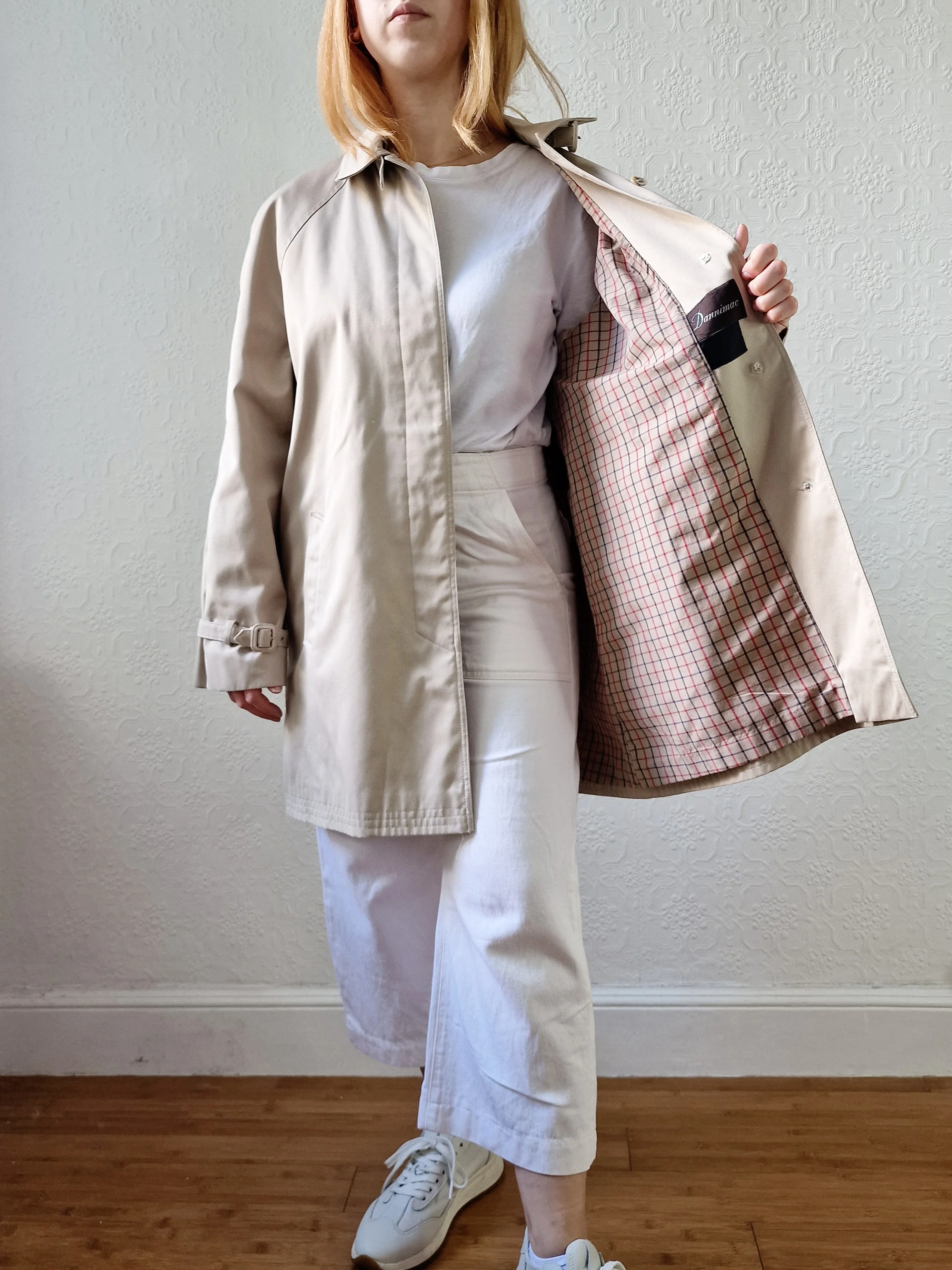 Vintage Light Beige Single Breasted Mid Length Trench Coat by Dannimac - M - Image 5