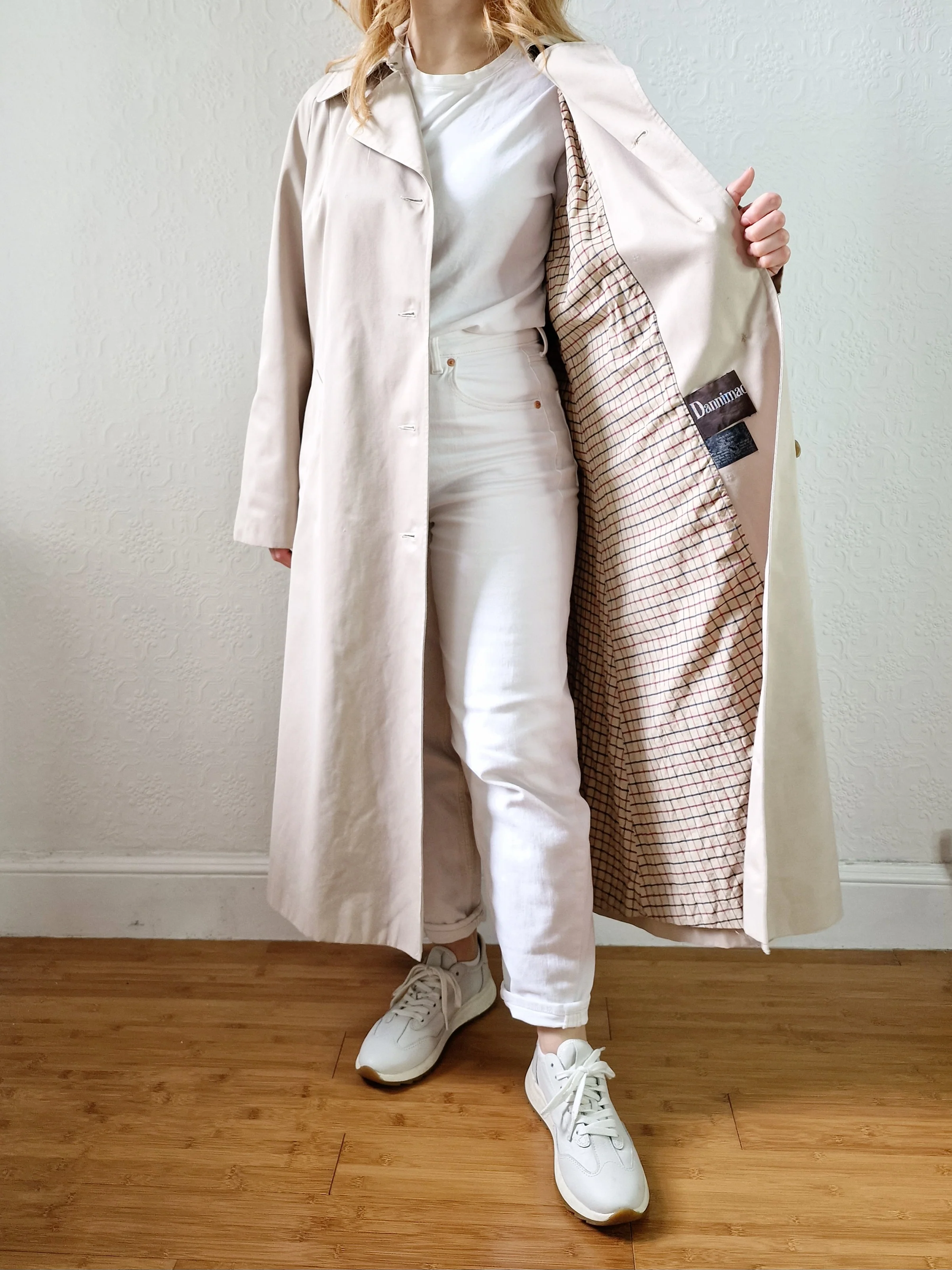 Vintage Light Beige Single Breasted Trench Coat - M/L - Image 5