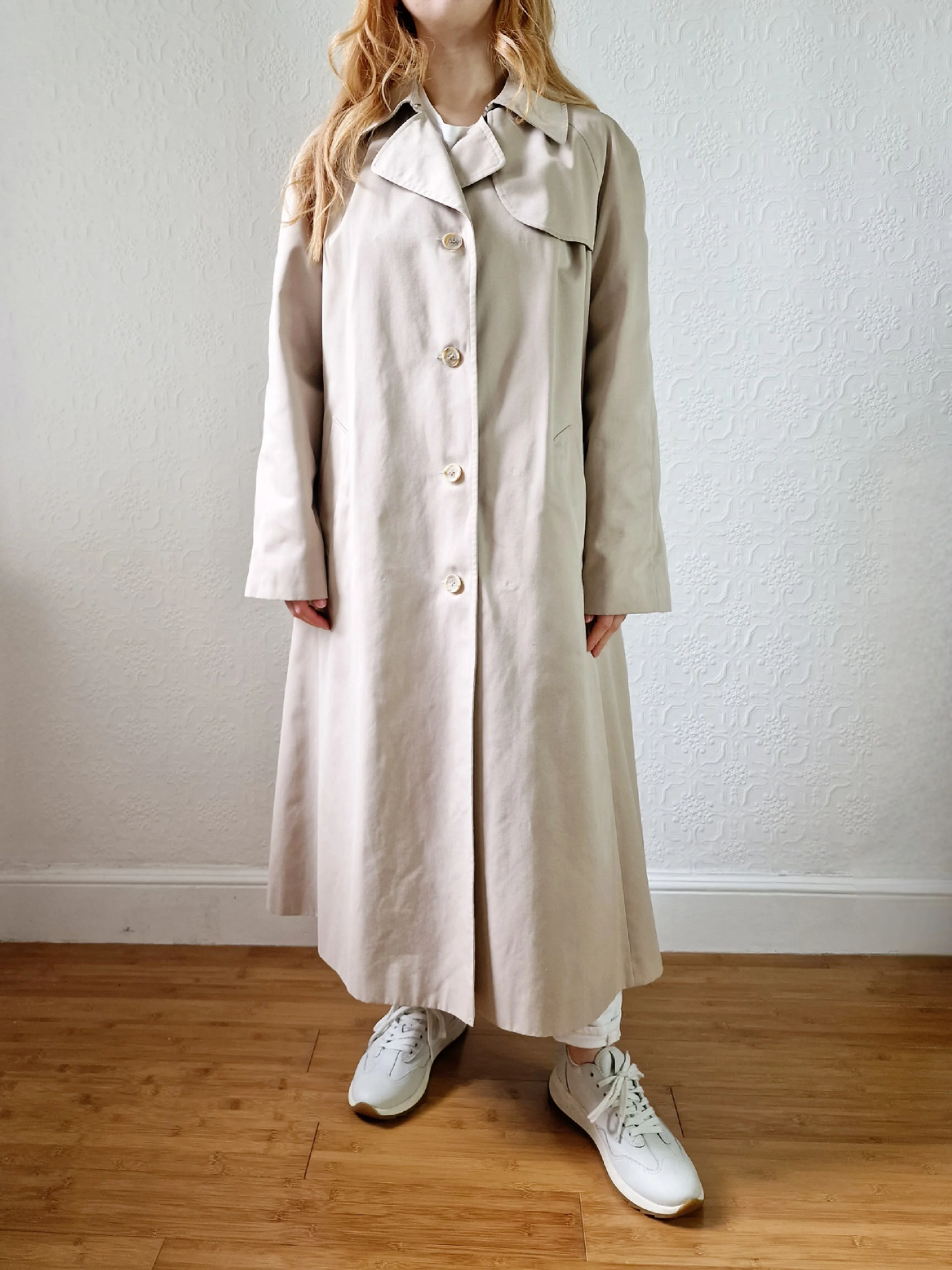 Vintage Light Beige Single Breasted Trench Coat - M/L - Image 6