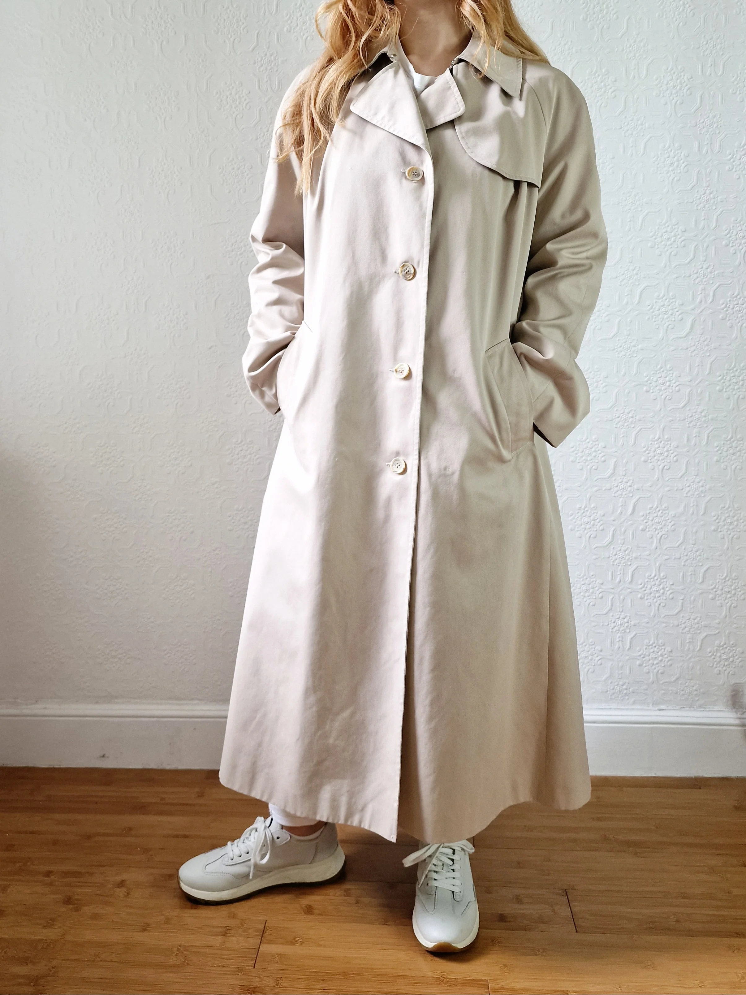 Vintage Light Beige Single Breasted Trench Coat - M/L - Image 7