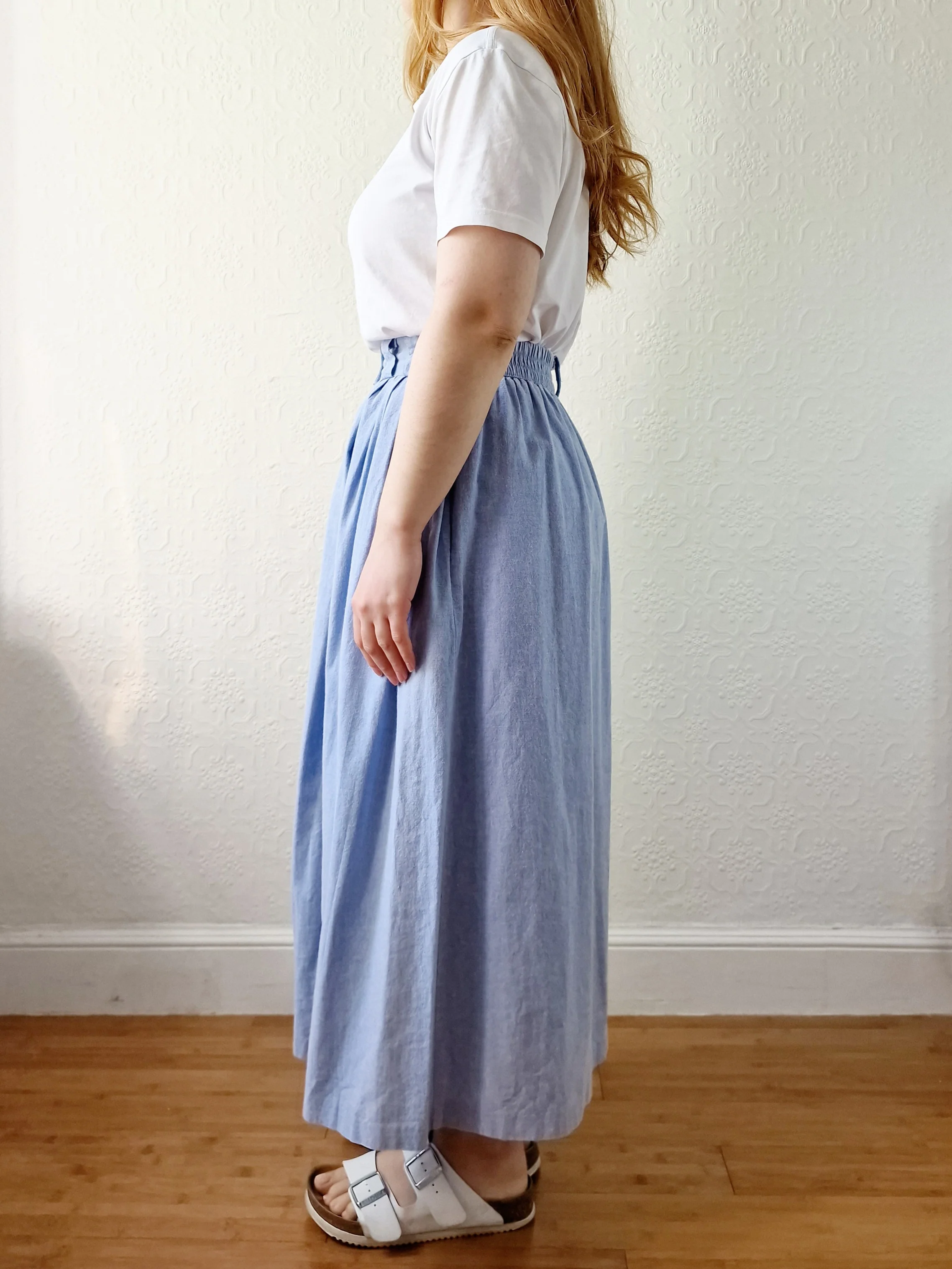 Vintage Light Blue High Waisted A-Line Skirt - S - Image 3