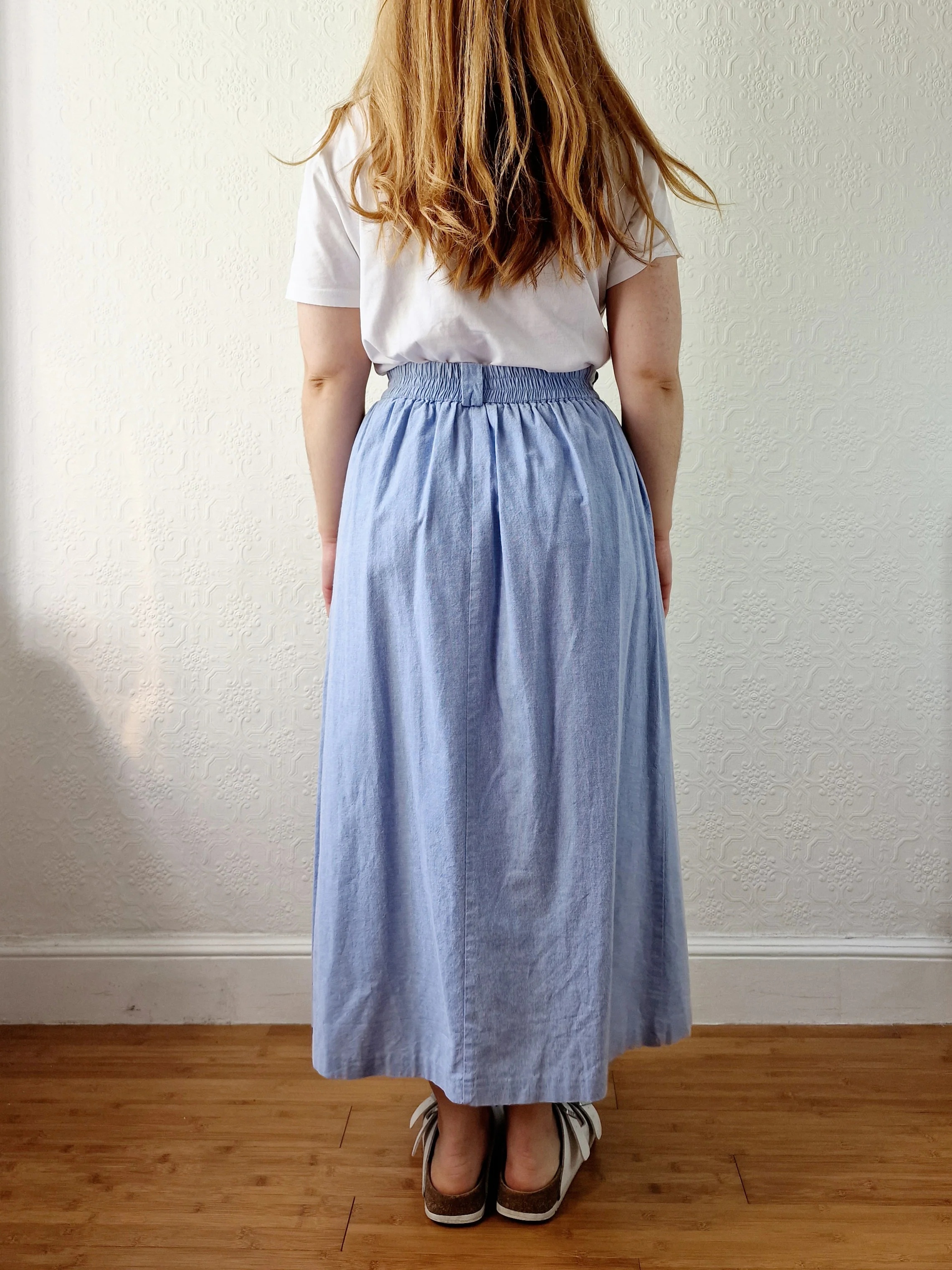 Vintage Light Blue High Waisted A-Line Skirt - S - Image 4
