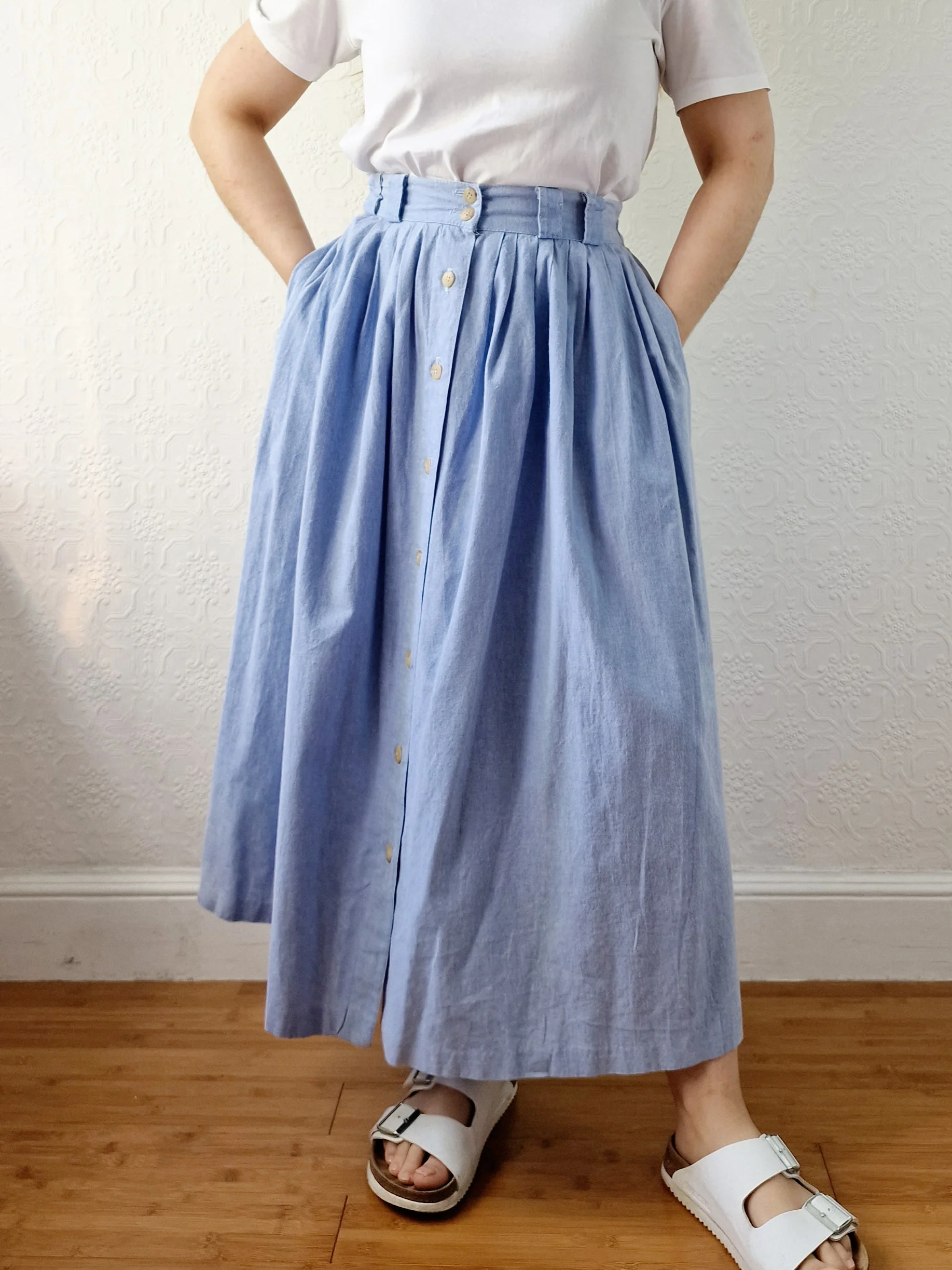 Vintage Light Blue High Waisted A-Line Skirt - S - Image 5