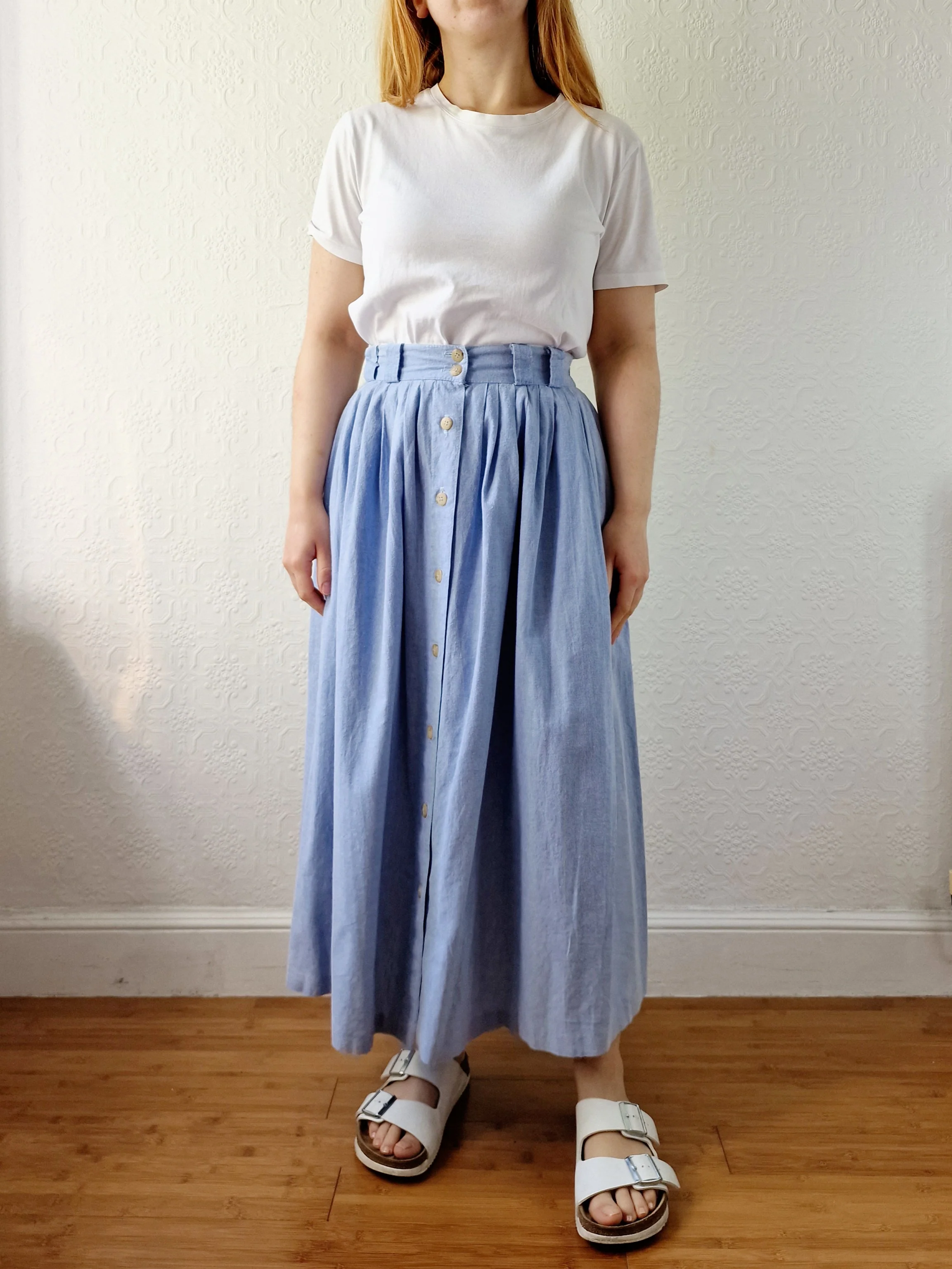 Vintage Light Blue High Waisted A-Line Skirt - S - Image 6
