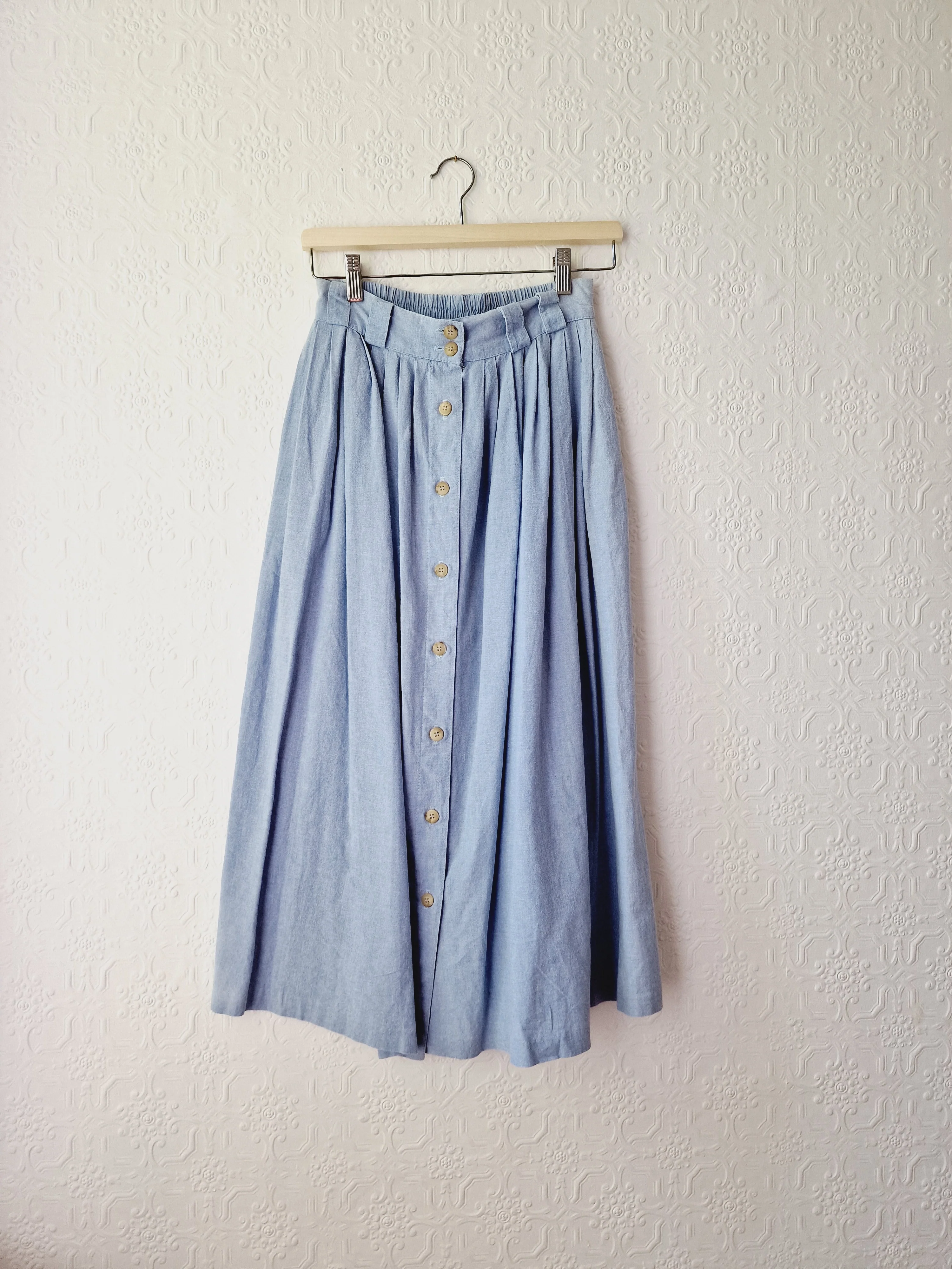 Vintage Light Blue High Waisted A-Line Skirt - S - Image 7