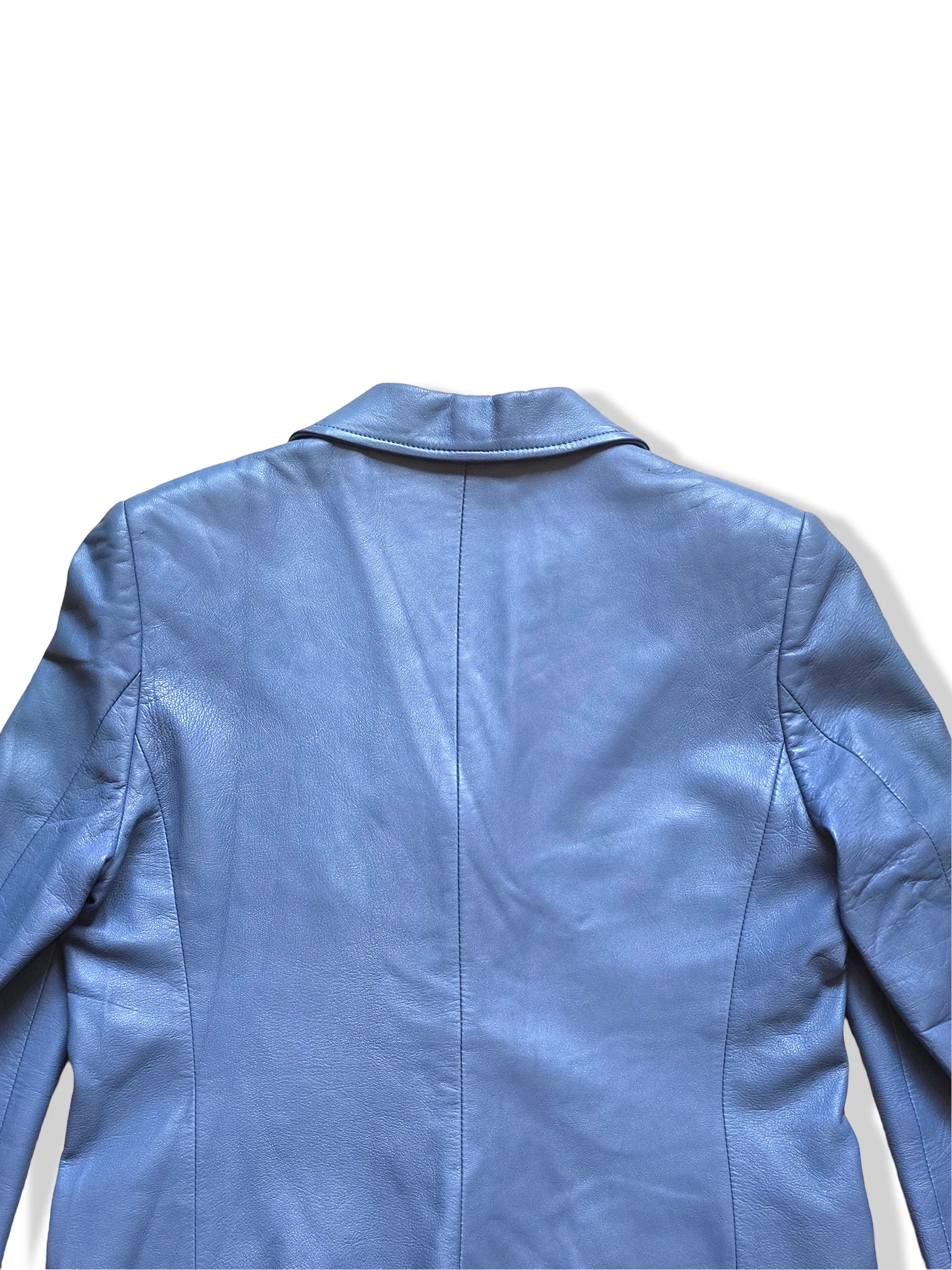 Vintage Light Blue Leather Blazer Jacket - S/M - Image 4