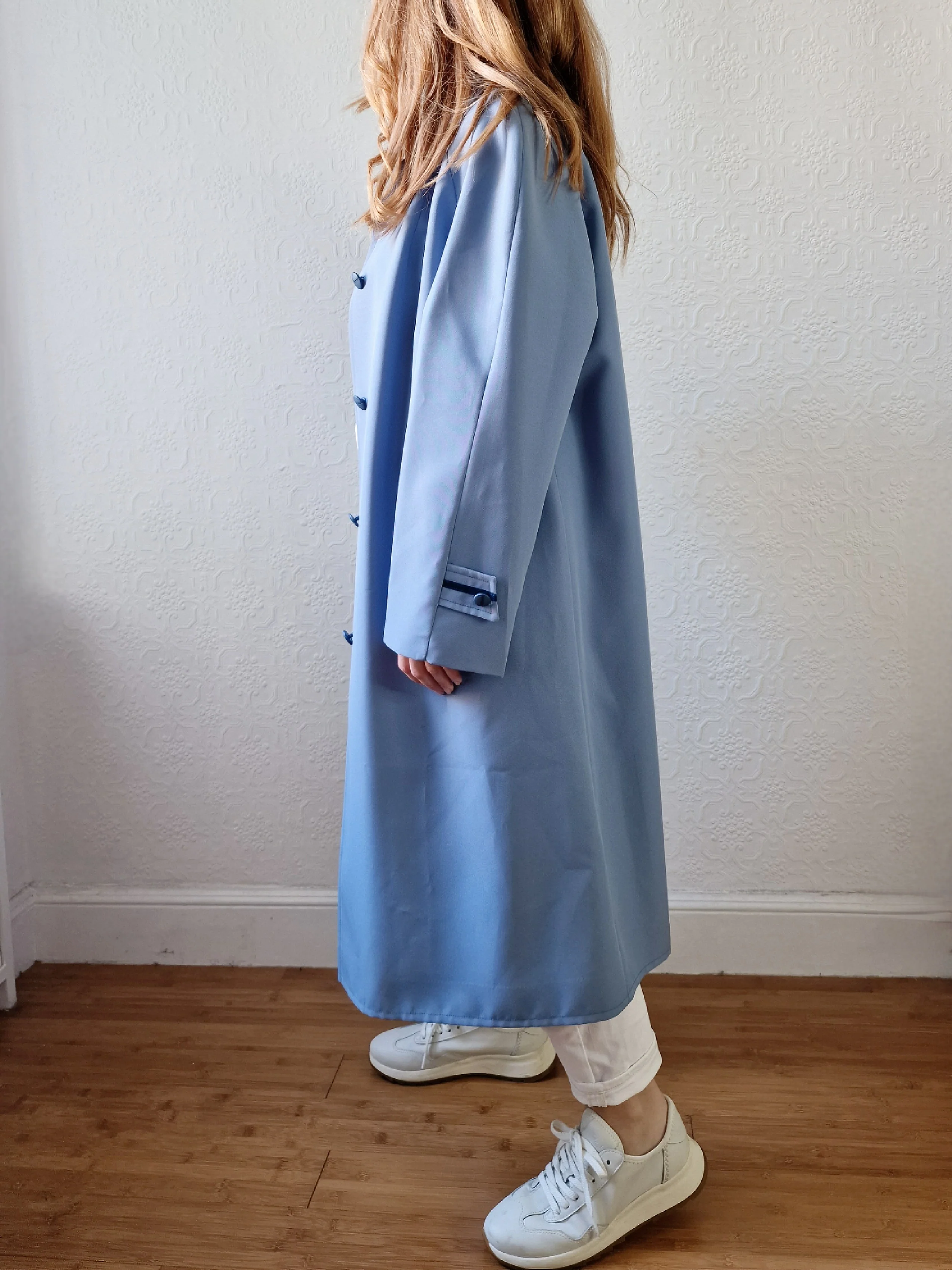 Vintage Light Blue Single Breasted Trench Coat - M/L - Image 13