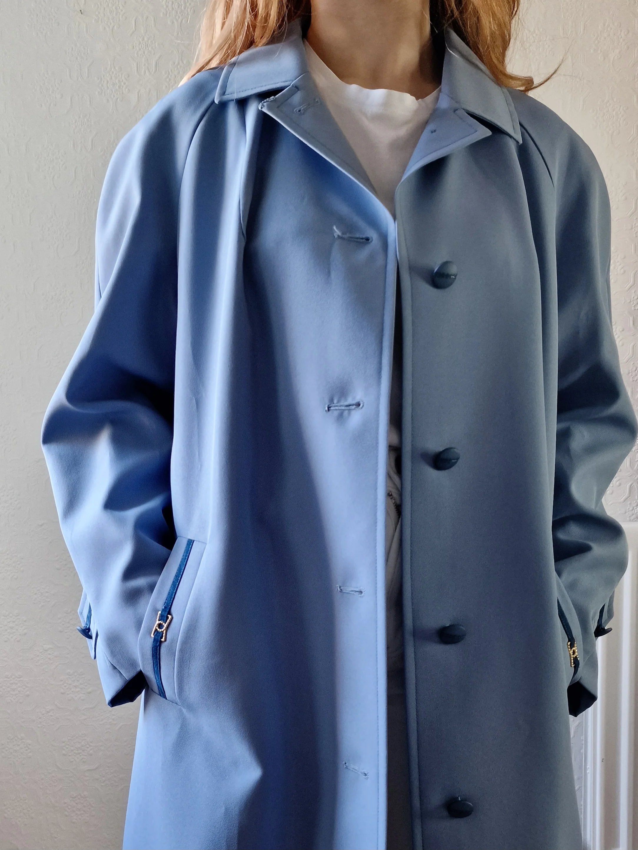Vintage Light Blue Single Breasted Trench Coat - M/L - Image 15