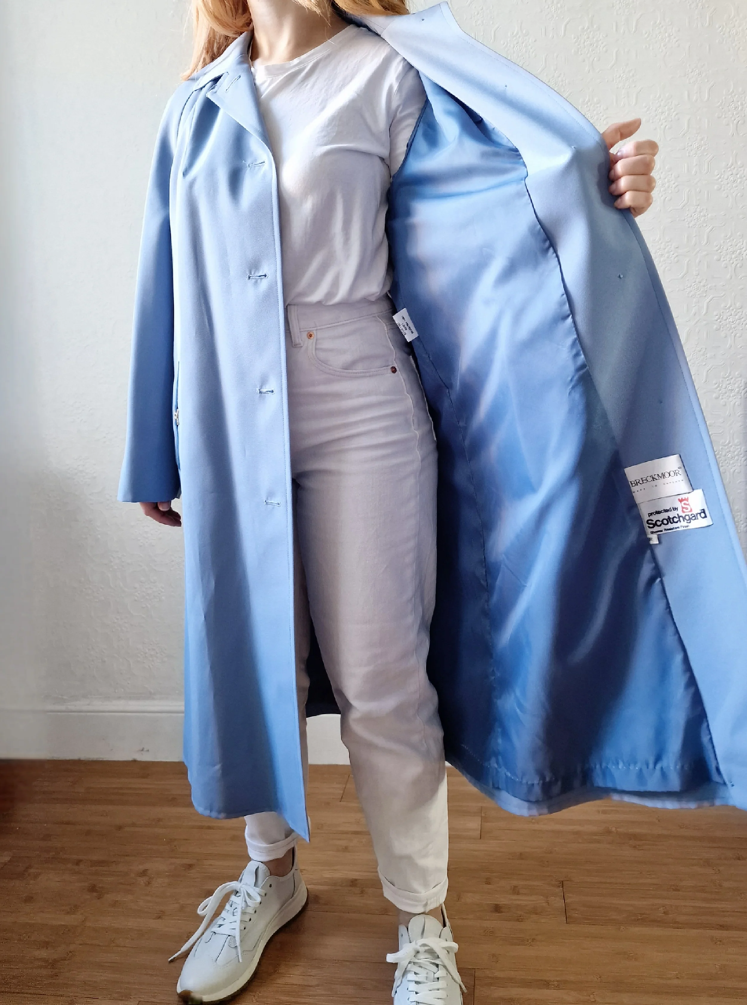 Vintage Light Blue Single Breasted Trench Coat - M/L - Image 17