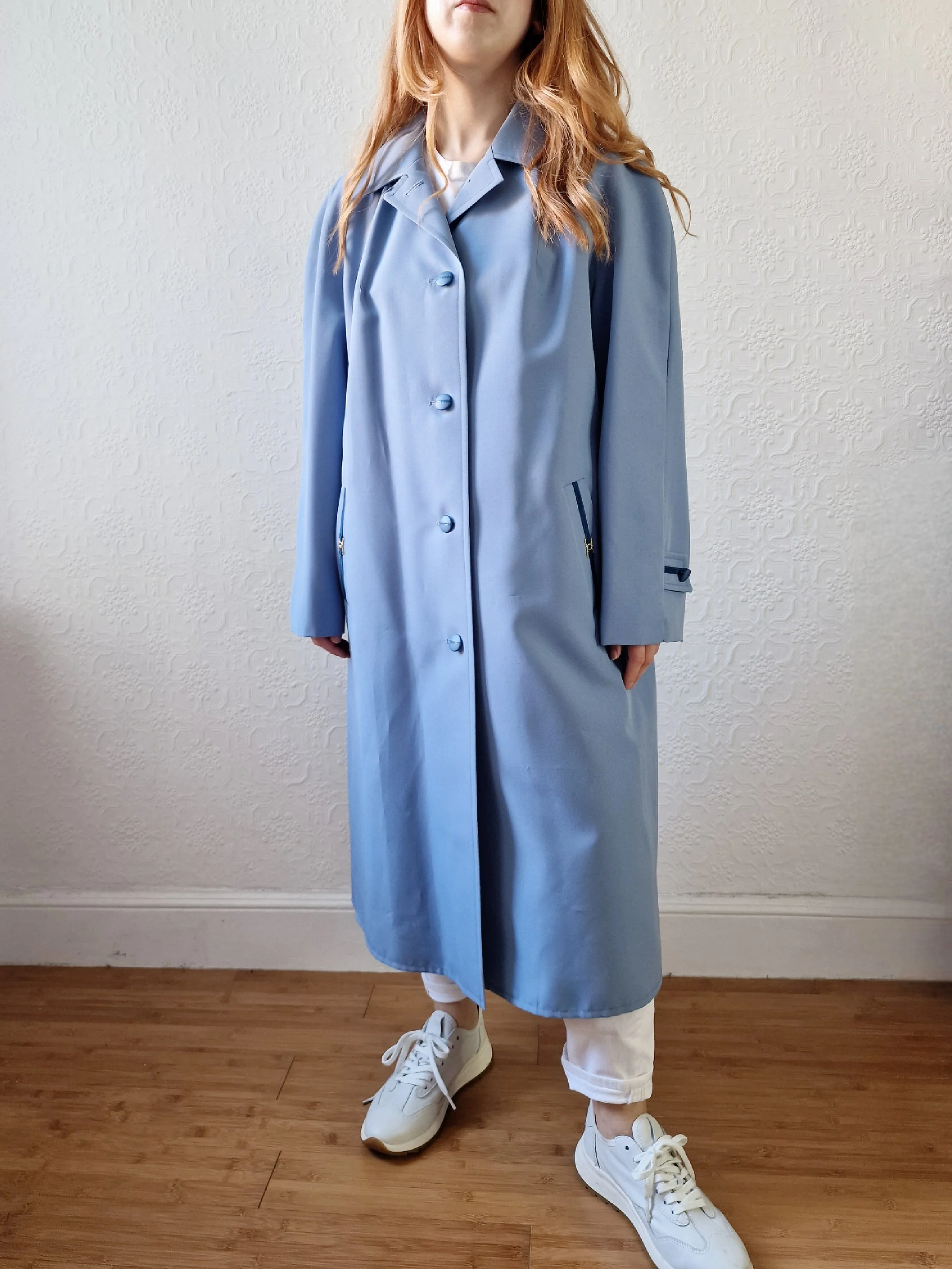 Vintage Light Blue Single Breasted Trench Coat - M/L - Image 18