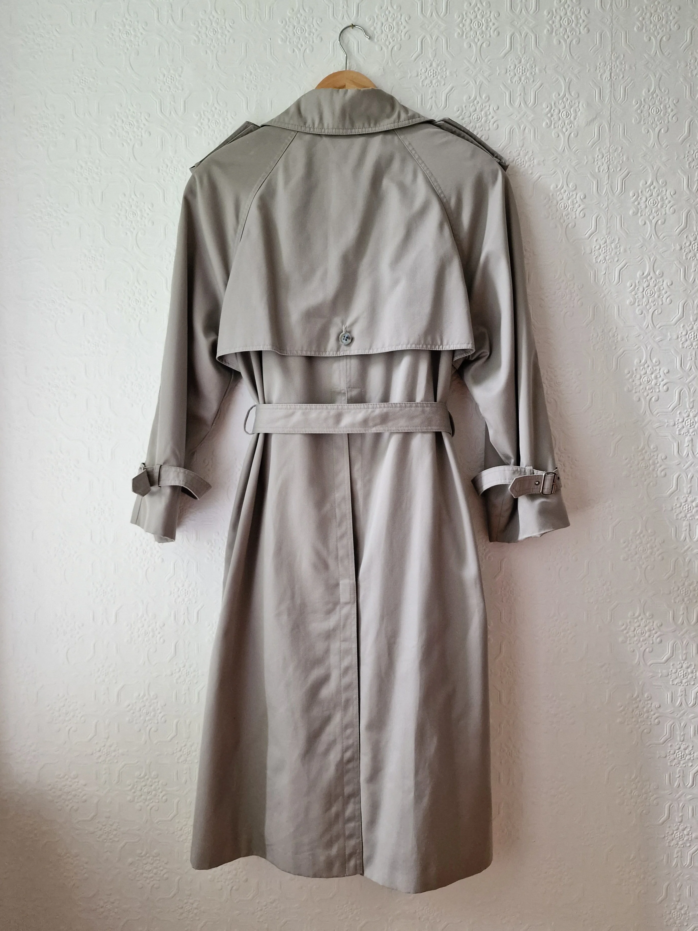 Vintage Light Grey Double Breasted Trench Coat with Belt - M - Image 14