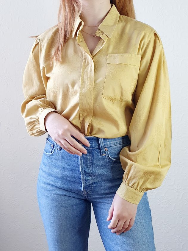 Vintage Light Mustard Blouse - L