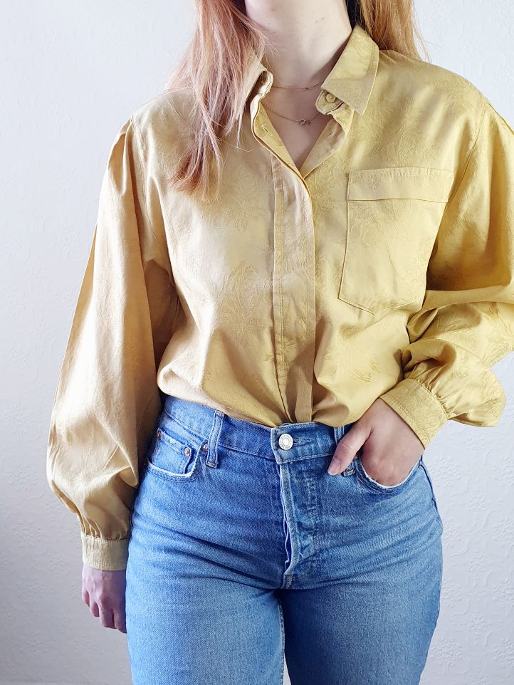 Vintage Light Mustard Blouse - L - Image 3