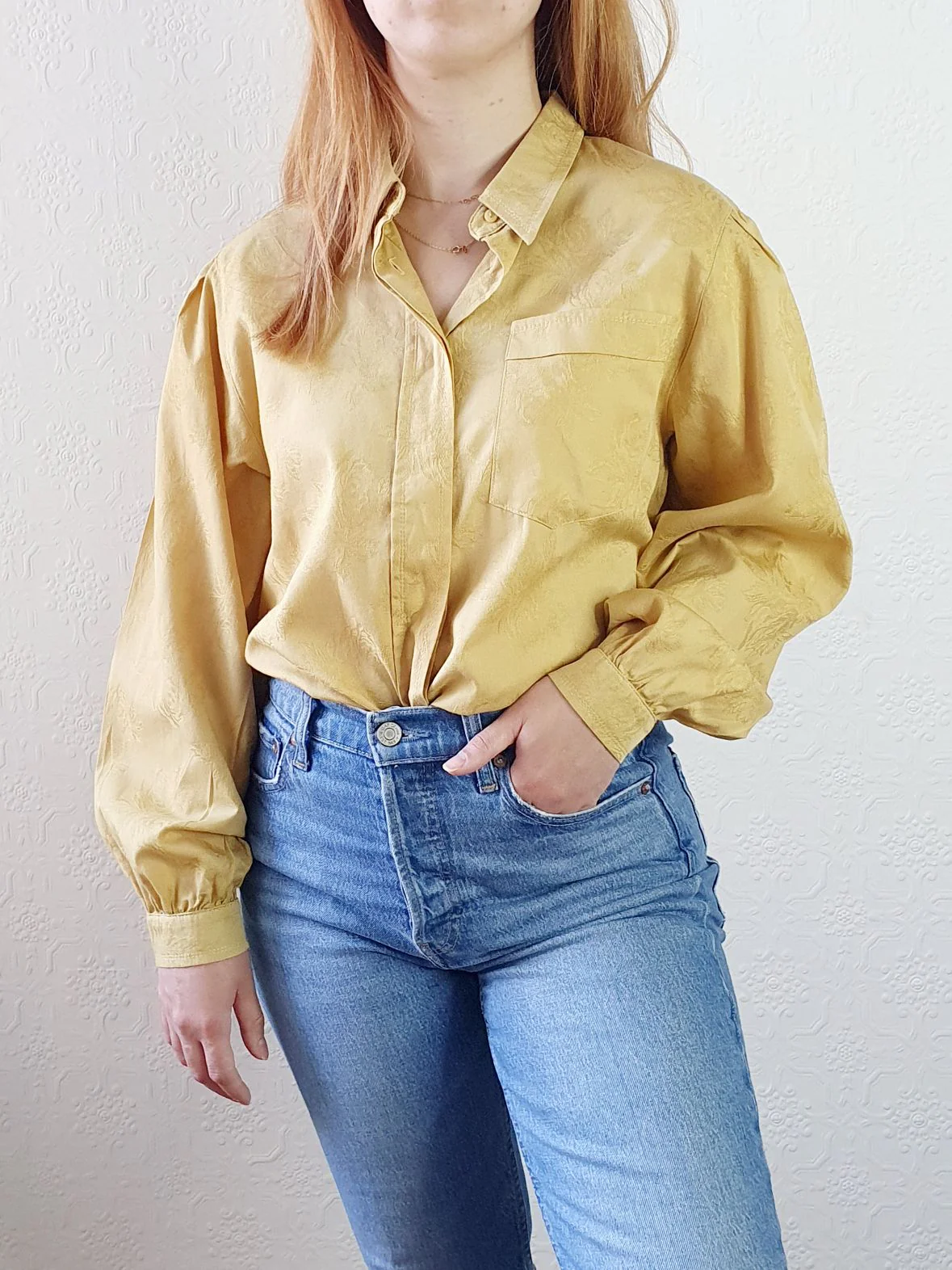 Vintage Light Mustard Blouse - L - Image 4