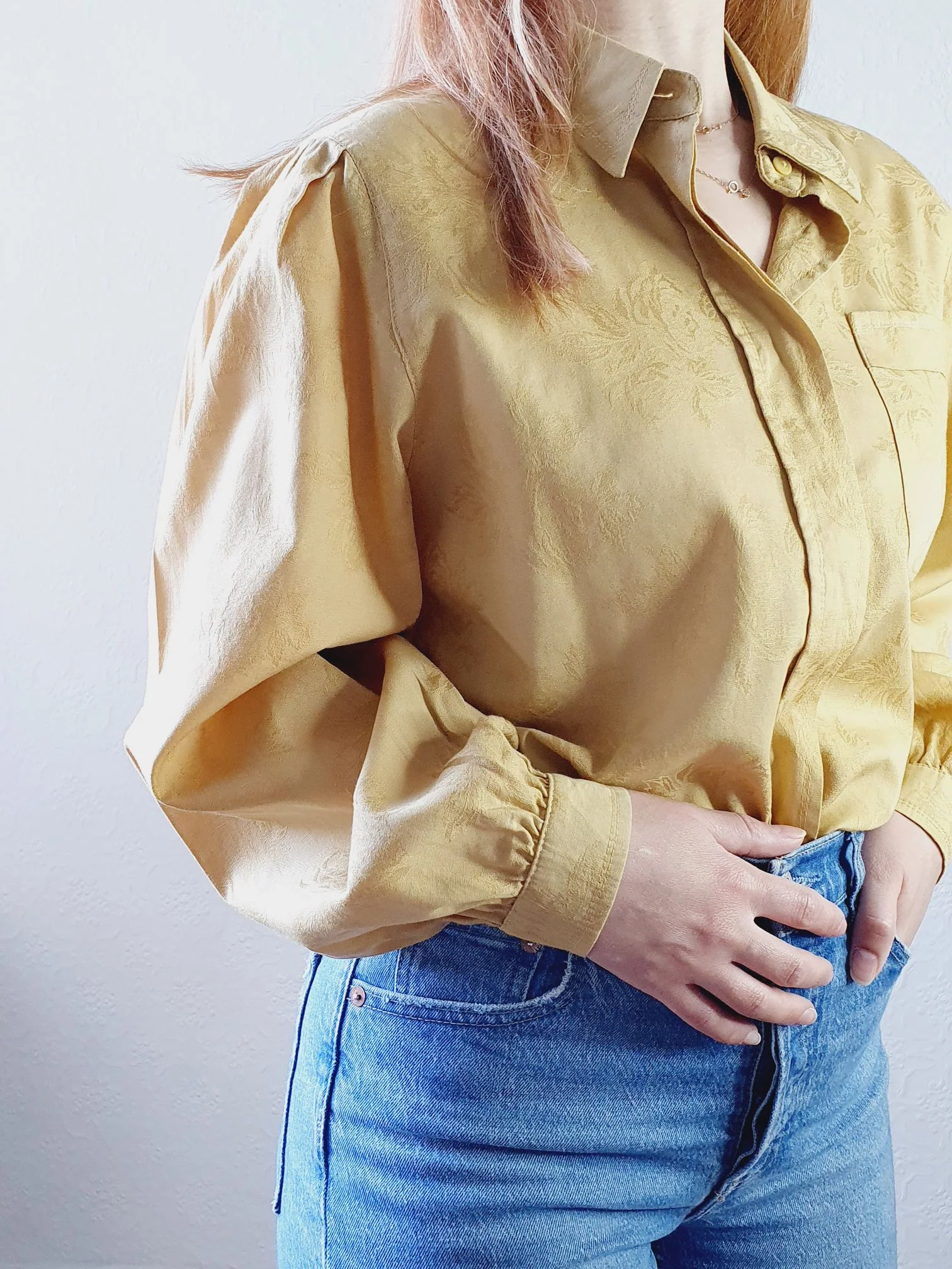 Vintage Light Mustard Blouse - L - Image 5