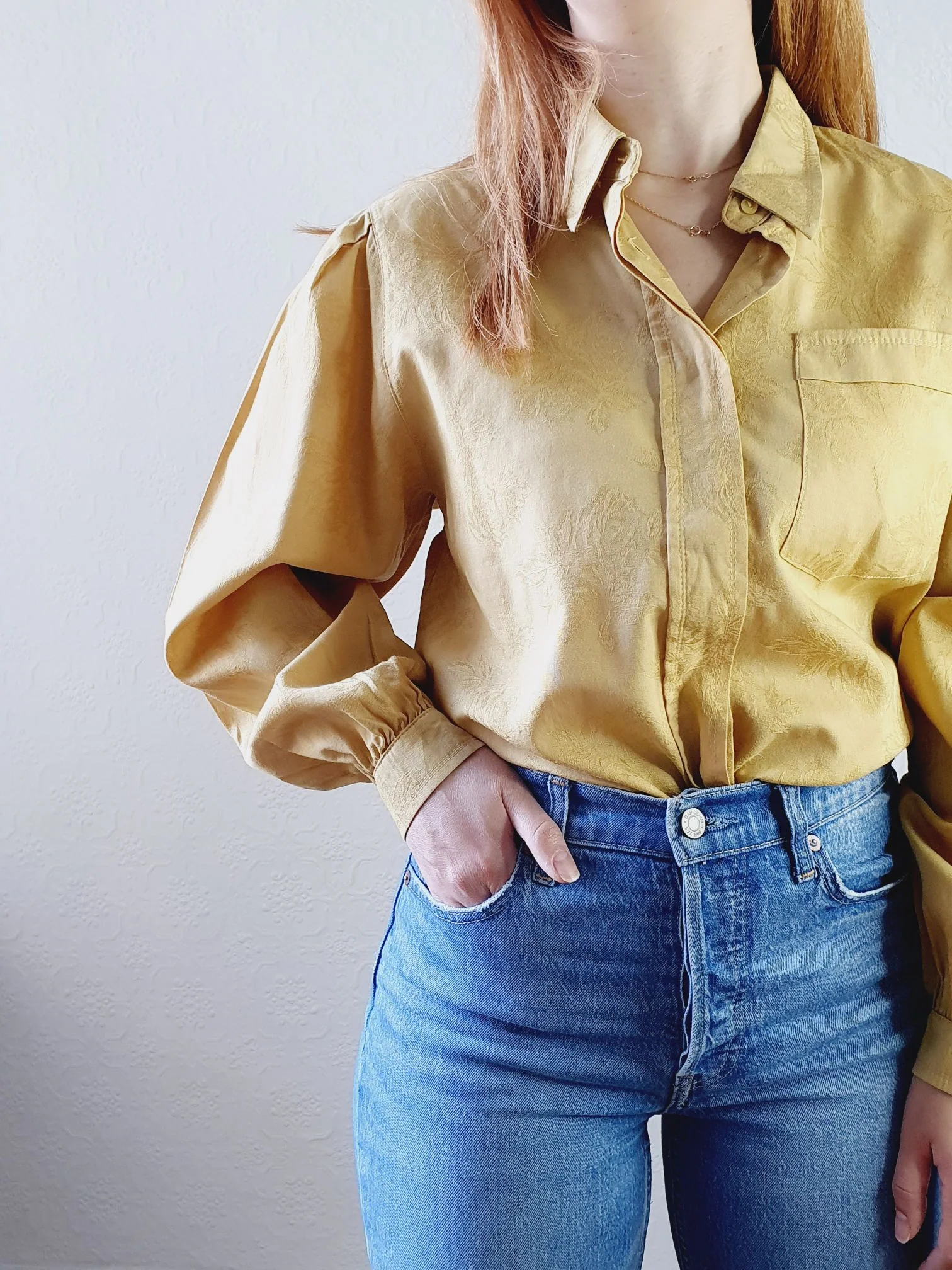 Vintage Light Mustard Blouse - L - Image 6