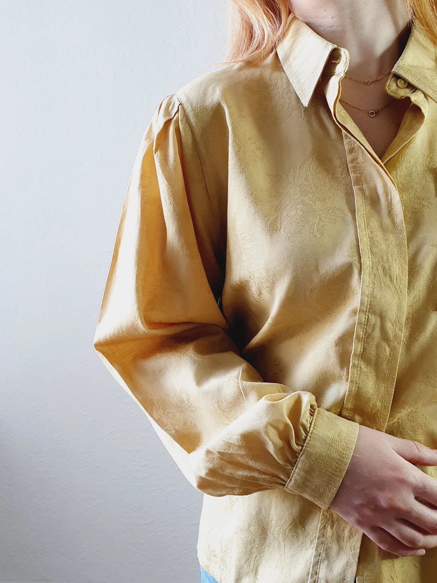 Vintage Light Mustard Blouse - L - Image 9