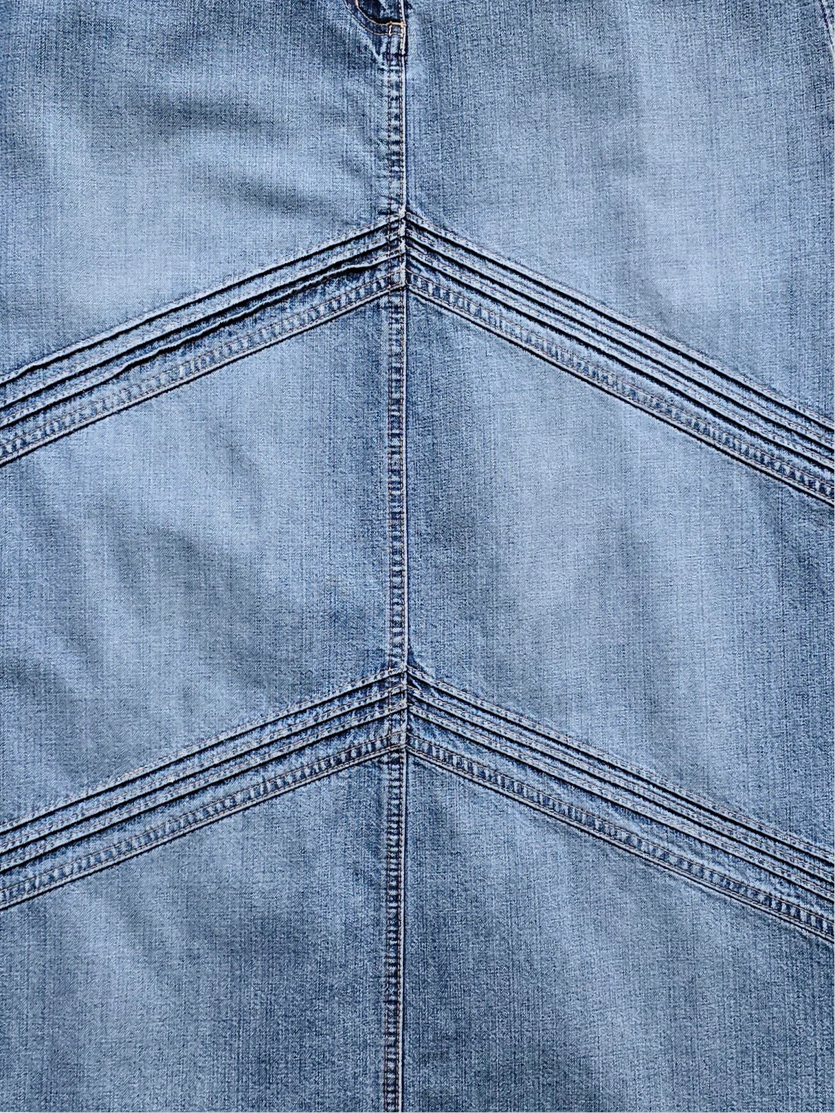 Vintage Light Wash Denim A-Line Midi Skirt - M - Image 4