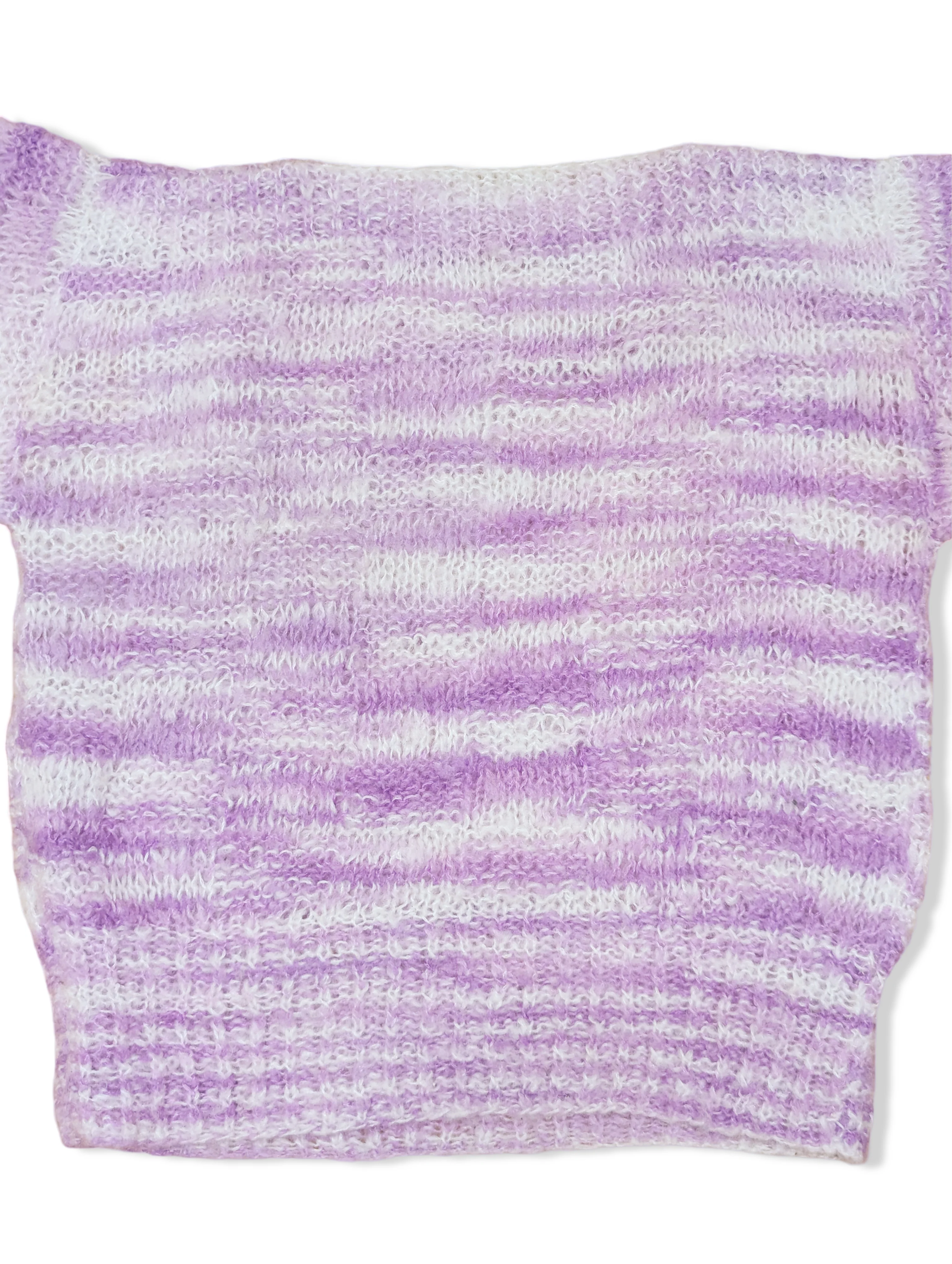 Vintage Lilac and White Handknitted Top - M - Image 3