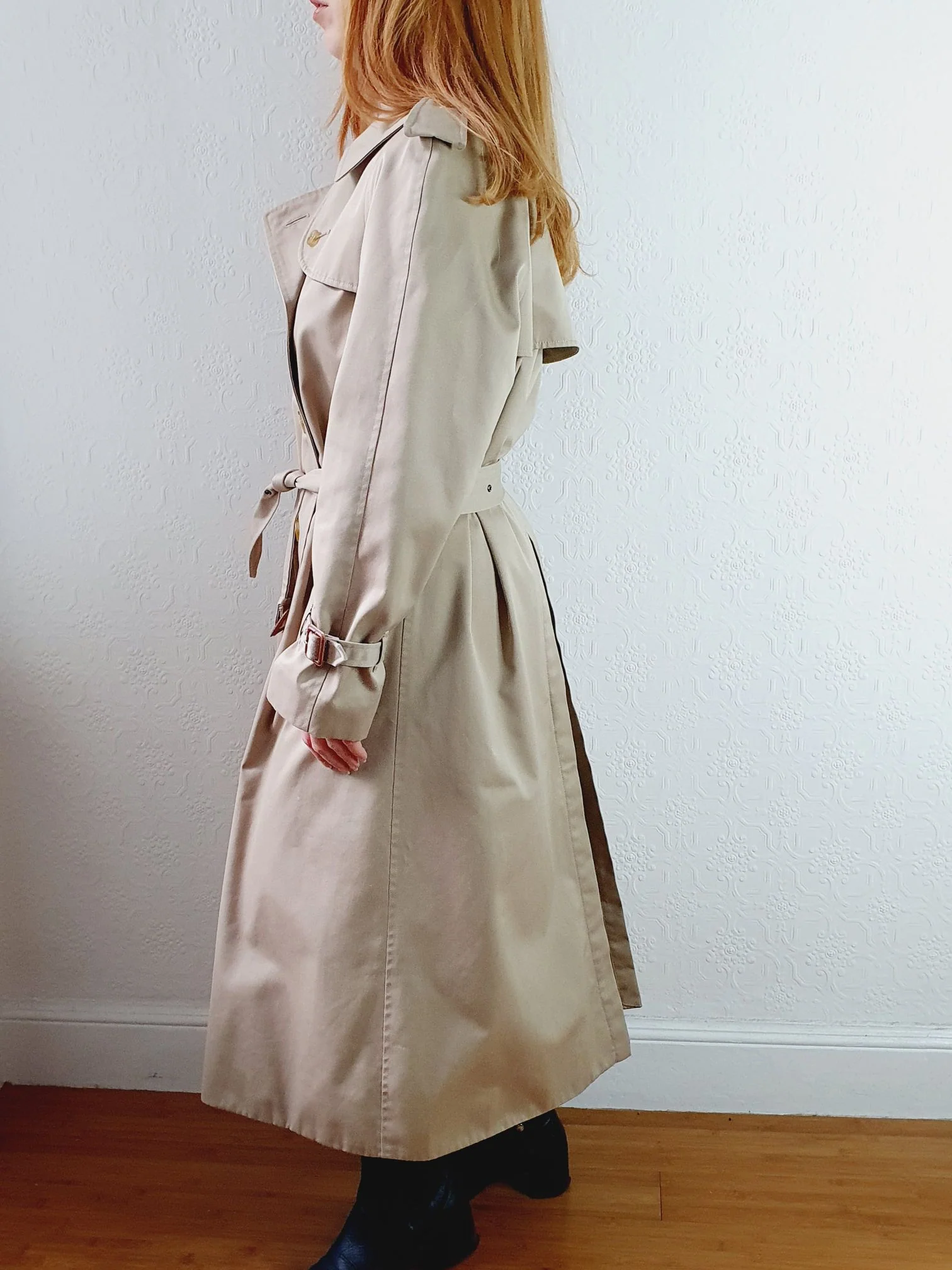 Vintage Long Beige Trench Coat - M - Image 10