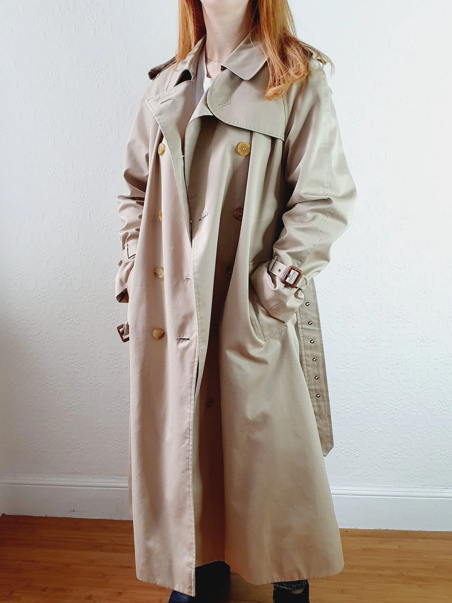 Vintage Long Beige Trench Coat - M - Image 11
