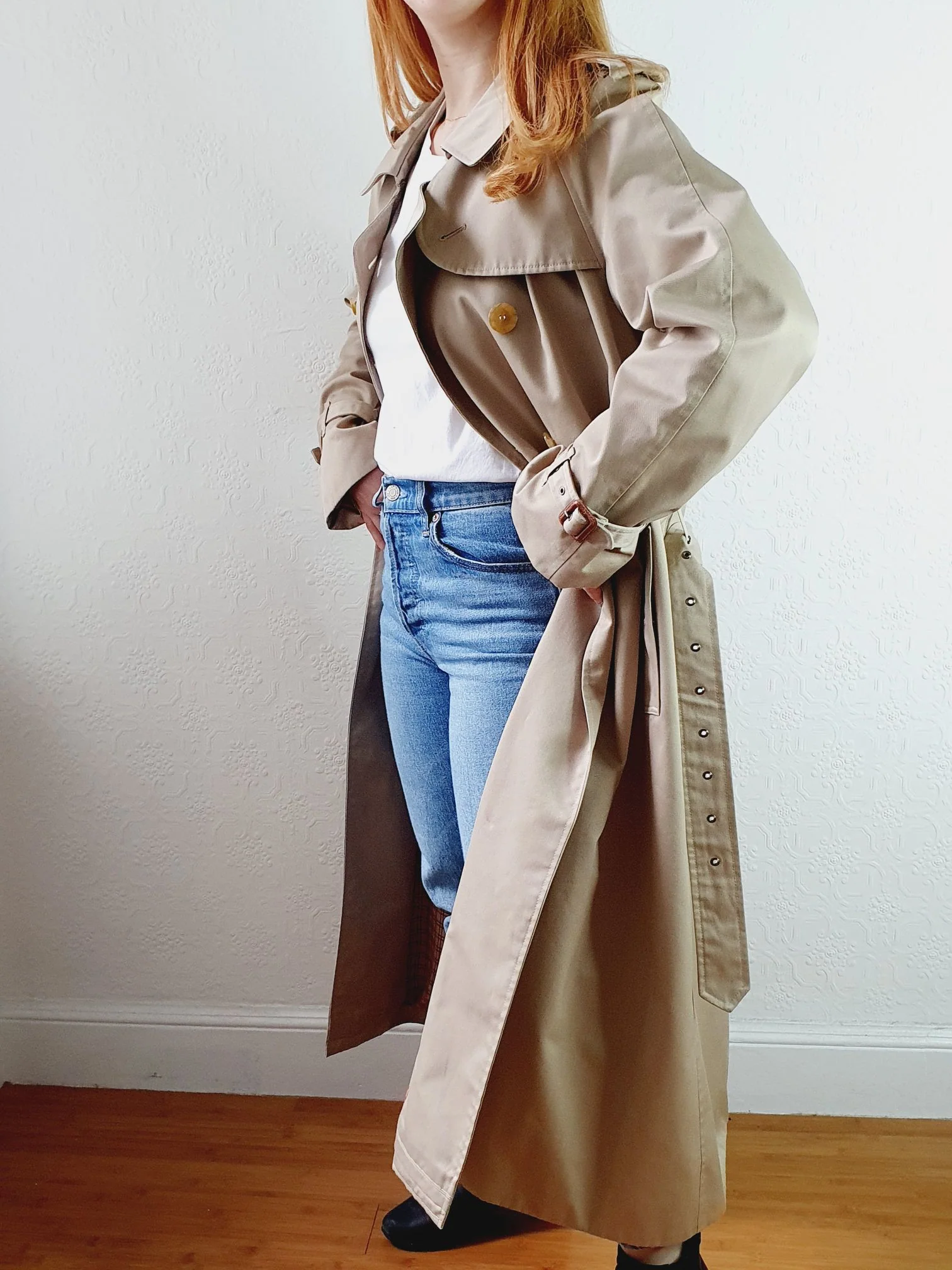 Vintage Long Beige Trench Coat - M - Image 2