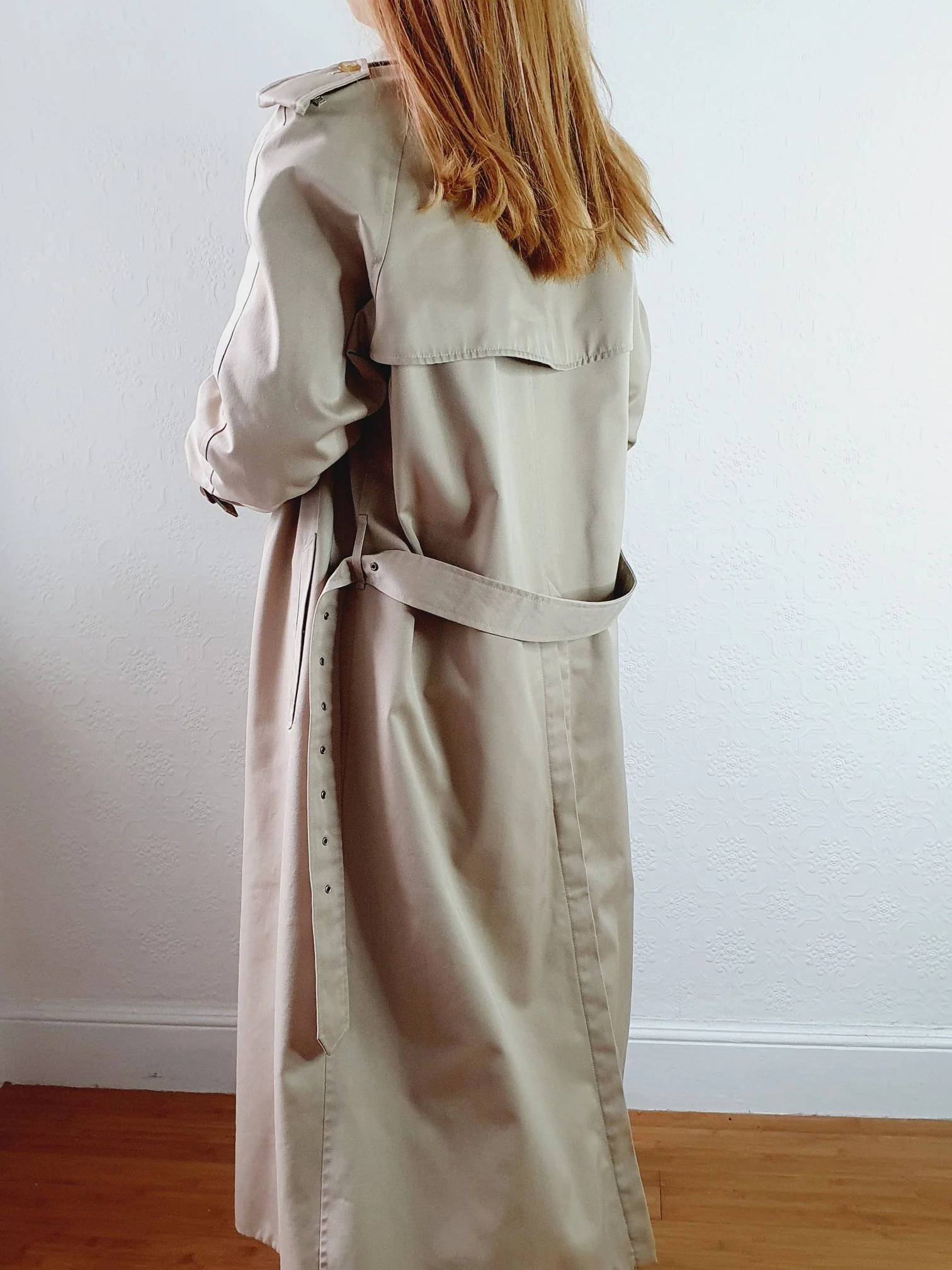 Vintage Long Beige Trench Coat - M - Image 3