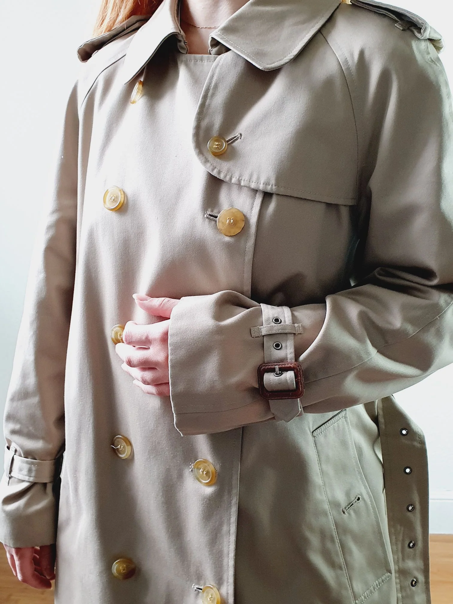 Vintage Long Beige Trench Coat - M - Image 6