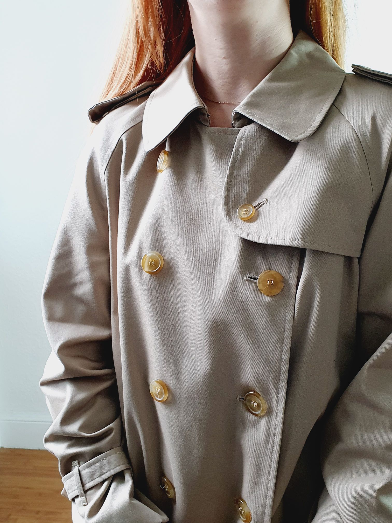 Vintage Long Beige Trench Coat - M - Image 9