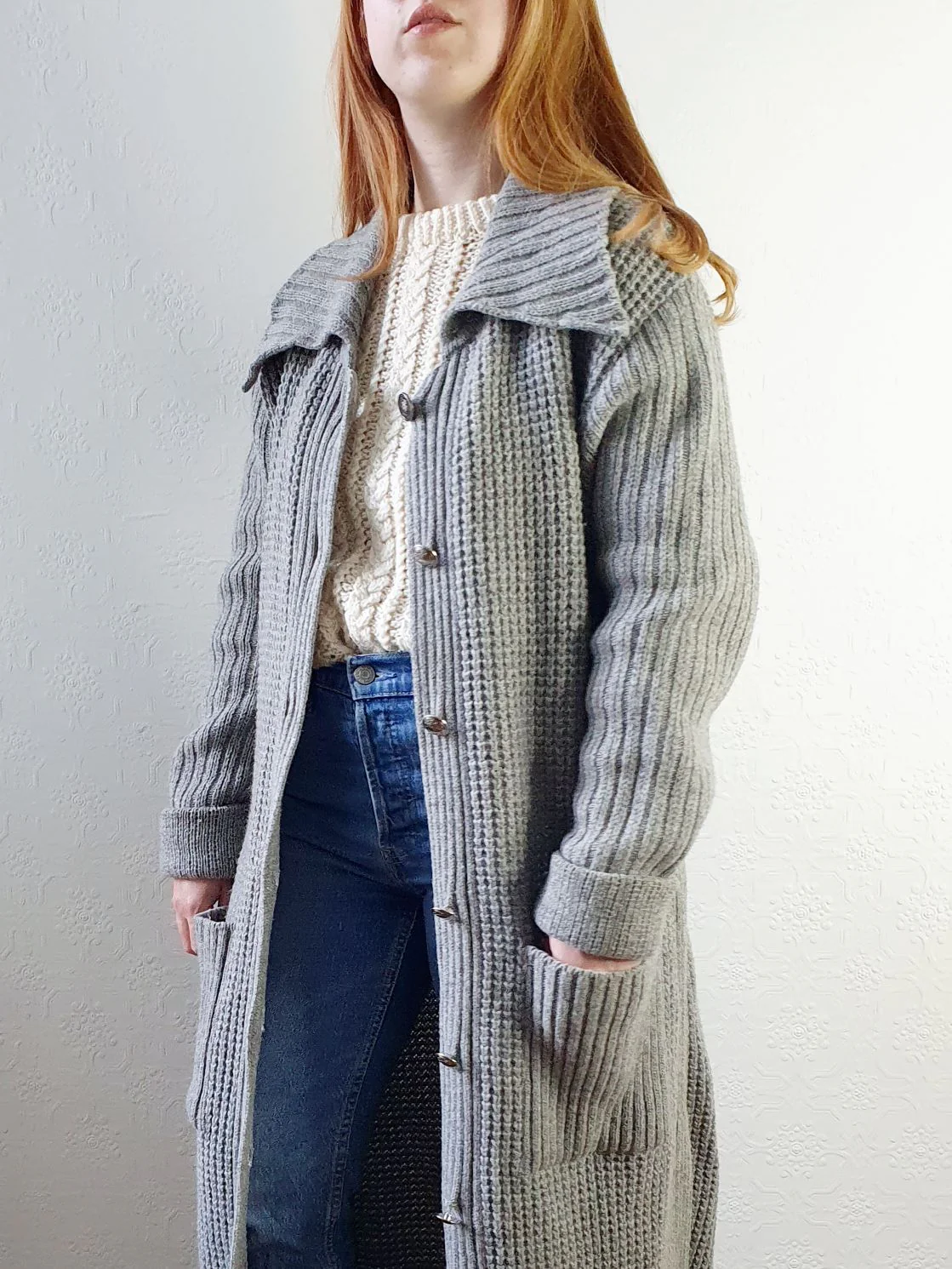 Vintage Long Wool Cardigan - M/L - Image 4
