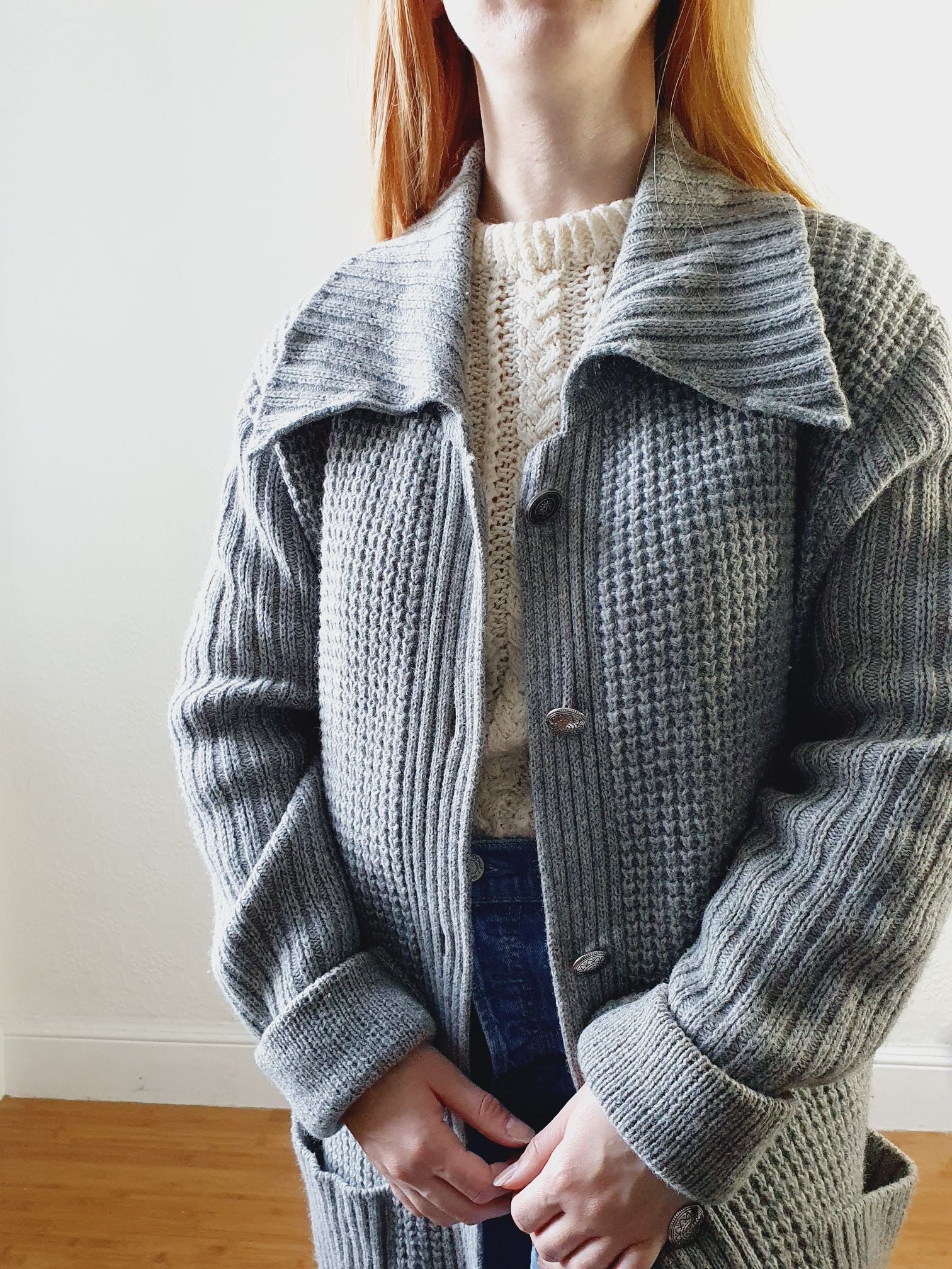 Vintage Long Wool Cardigan - M/L - Image 6