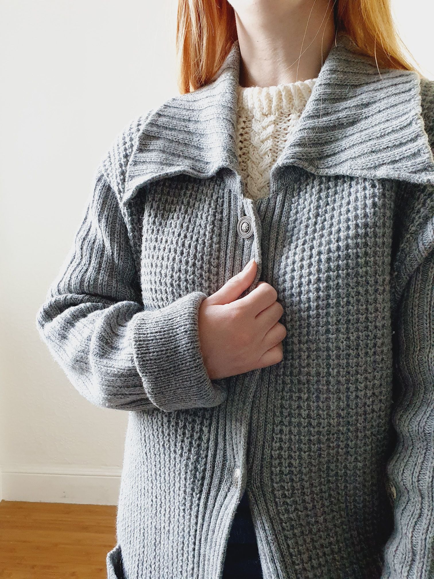 Vintage Long Wool Cardigan - M/L - Image 9