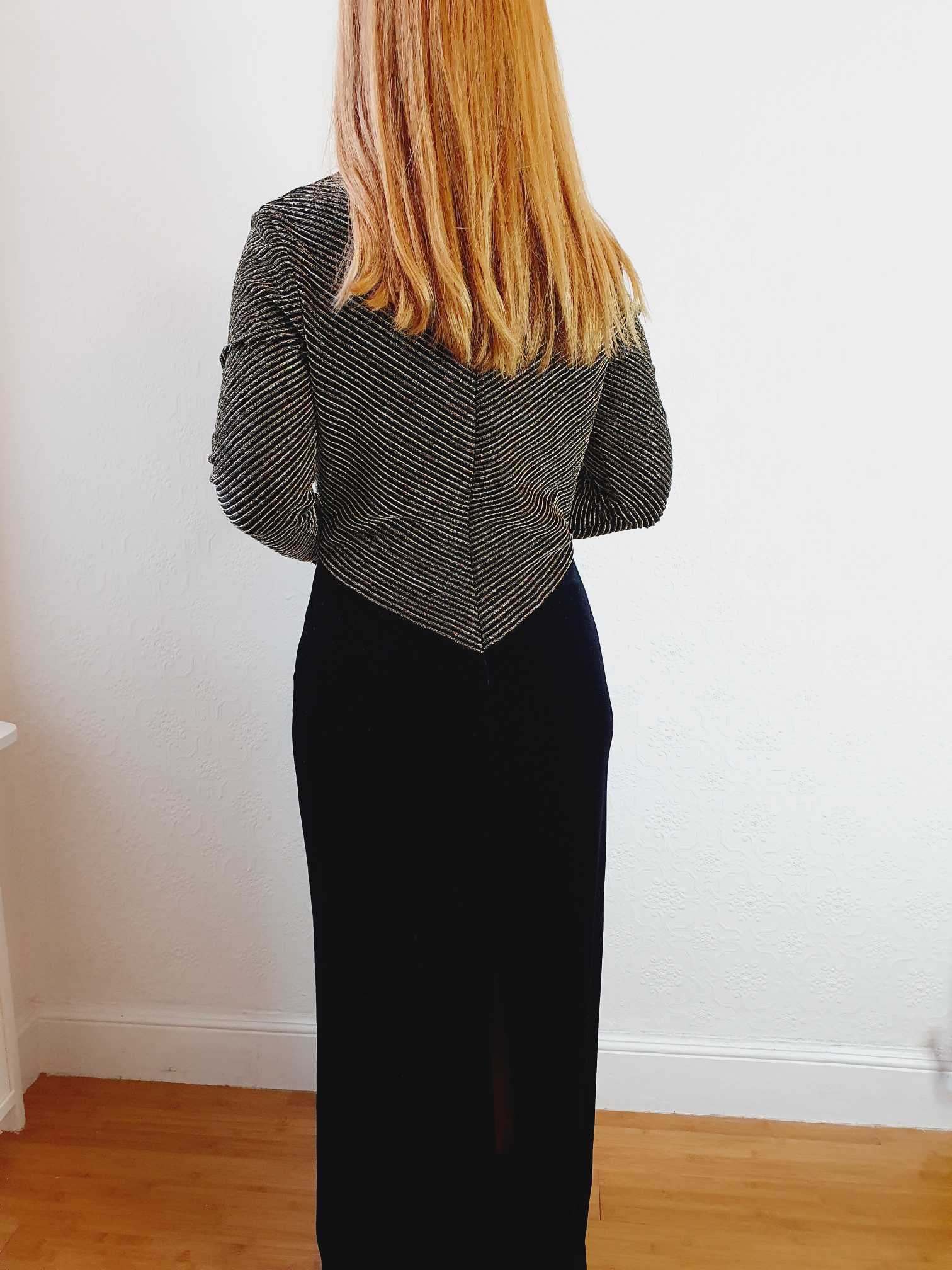 Vintage Lurex & Velvet Maxi Dress - M - Image 6