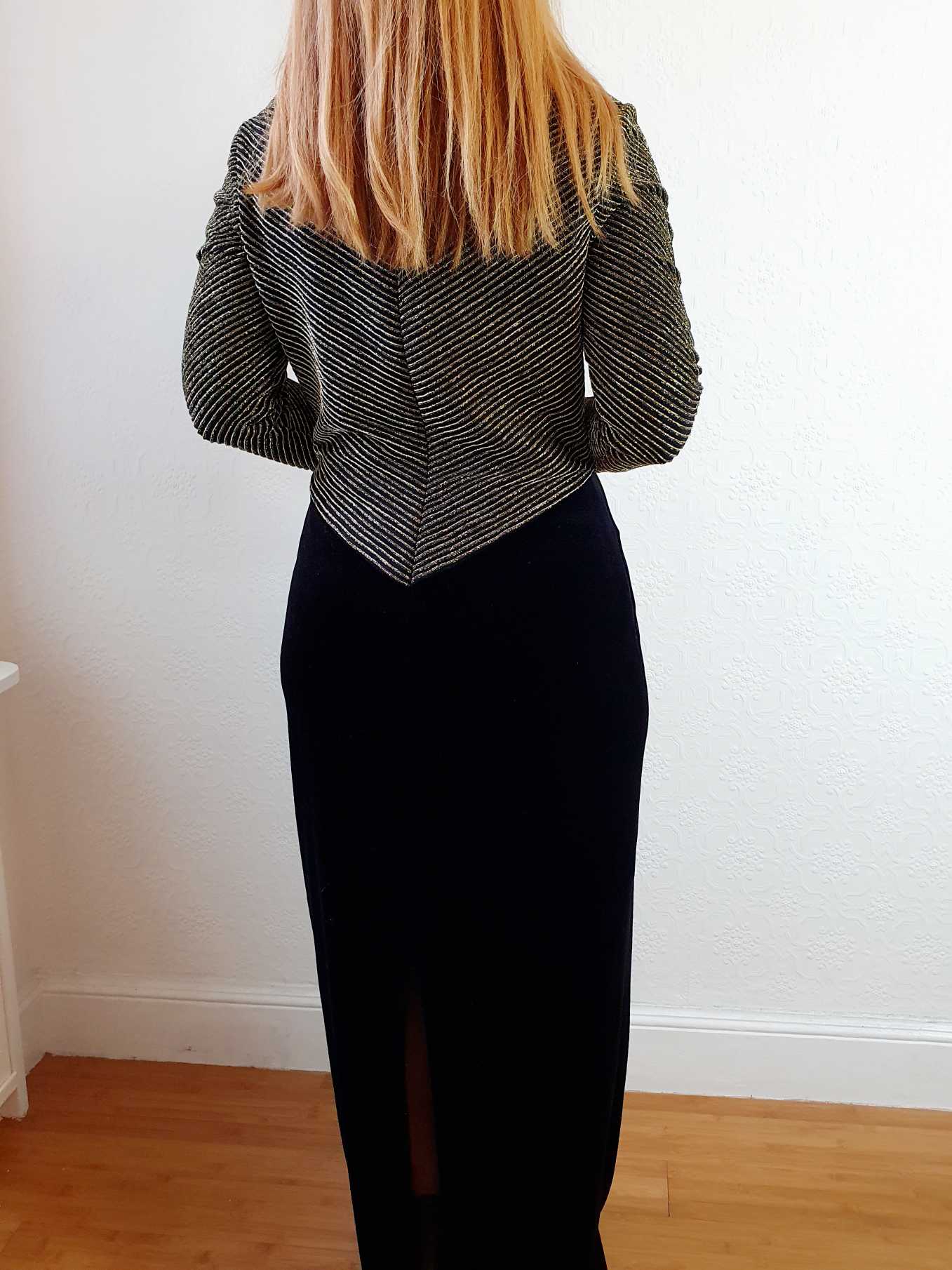 Vintage Lurex & Velvet Maxi Dress - M - Image 9