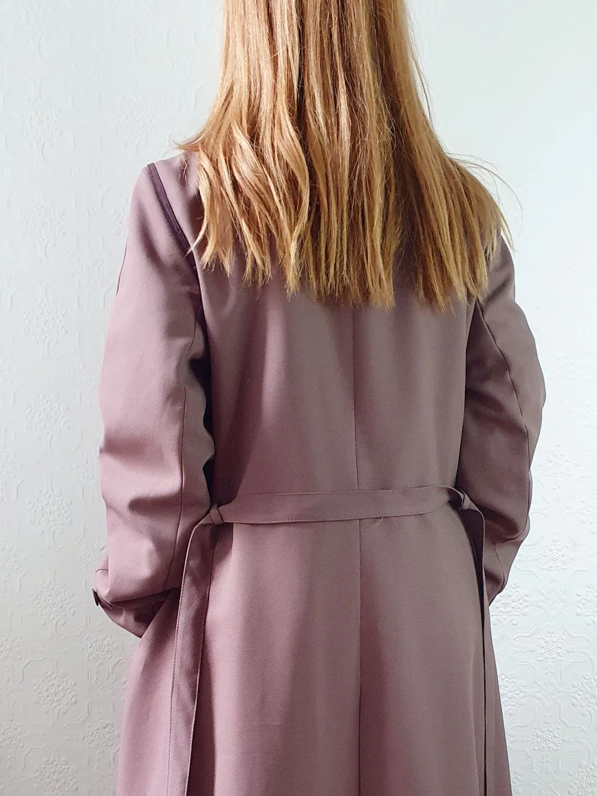 Vintage Mauve Purple Single Breasted Long Trench Coat - M - Image 13