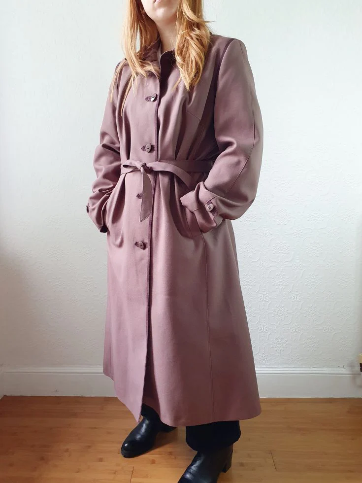 Vintage Mauve Purple Single Breasted Long Trench Coat - M - Image 5