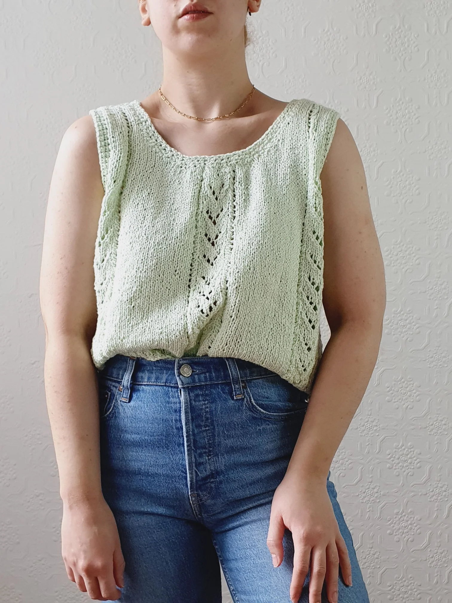 Vintage Mint Green Handknitted Cropped Top - M/L - Image 3
