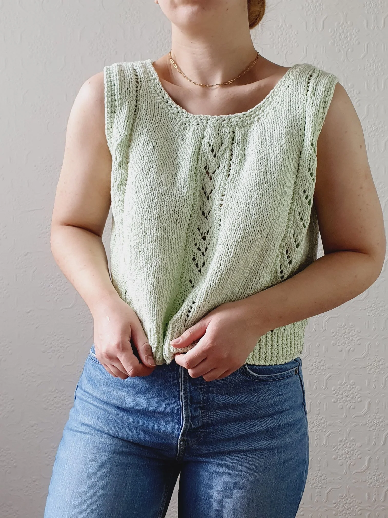 Vintage Mint Green Handknitted Cropped Top - M/L - Image 4