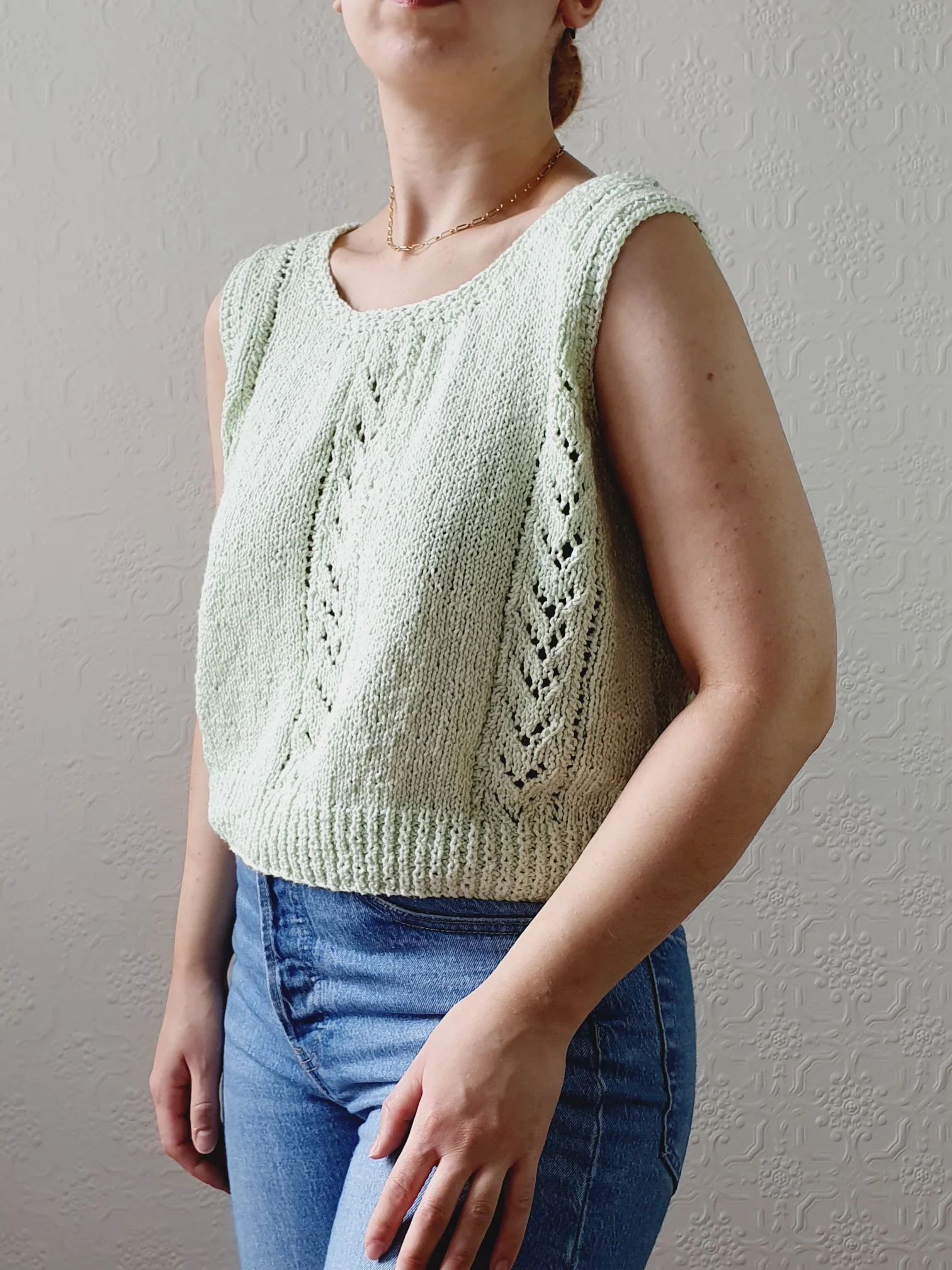 Vintage Mint Green Handknitted Cropped Top - M/L - Image 7