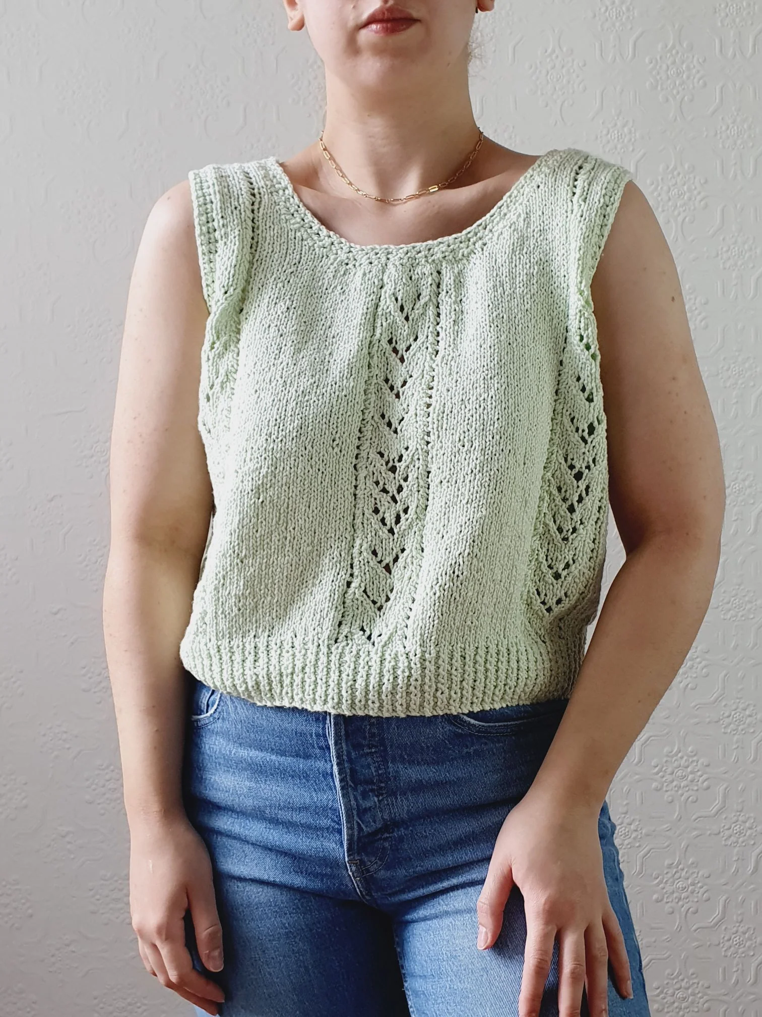Vintage Mint Green Handknitted Cropped Top - M/L - Image 8