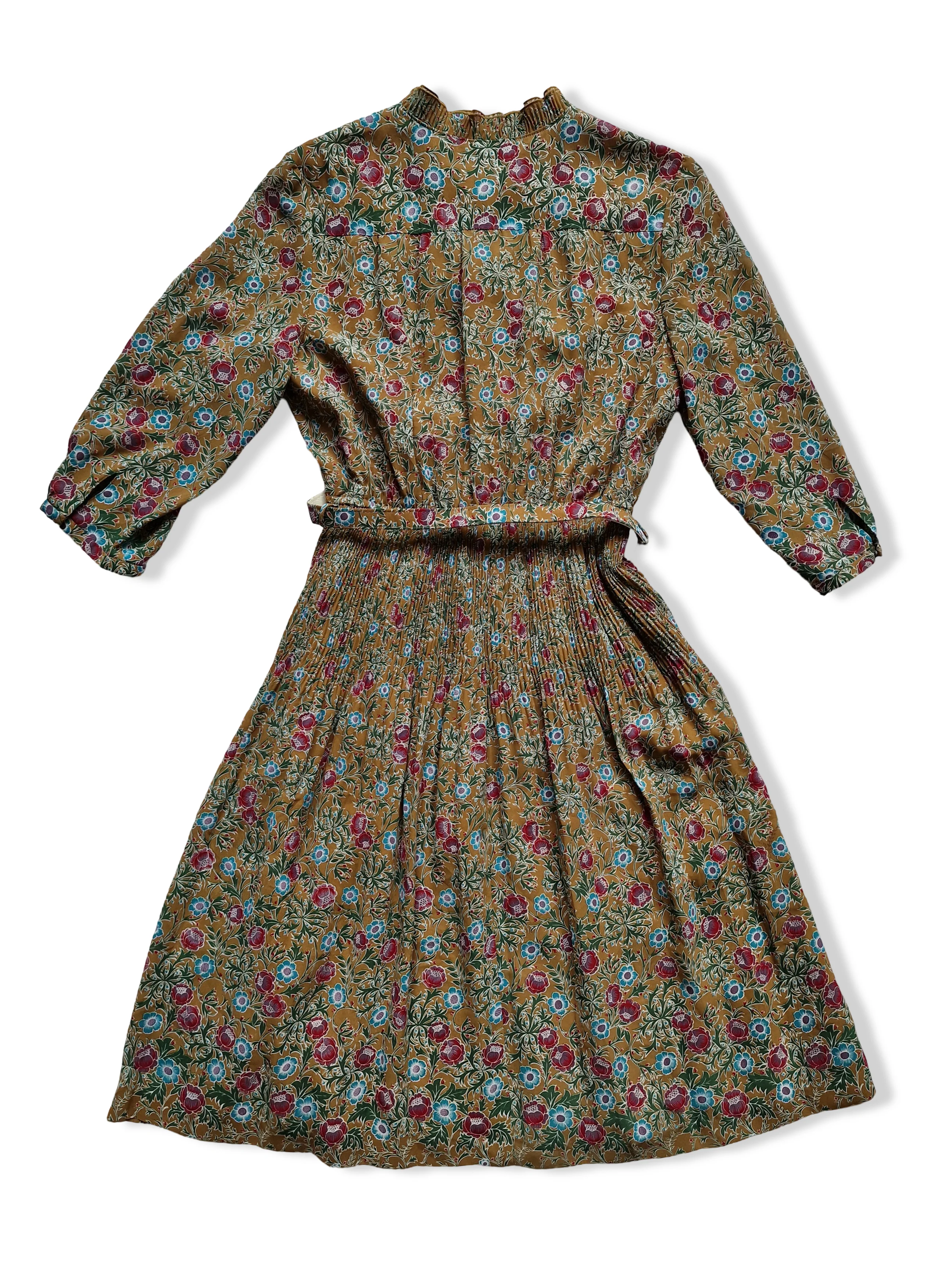 Vintage Mustard Coloured Floral Dress - S/M - Image 3