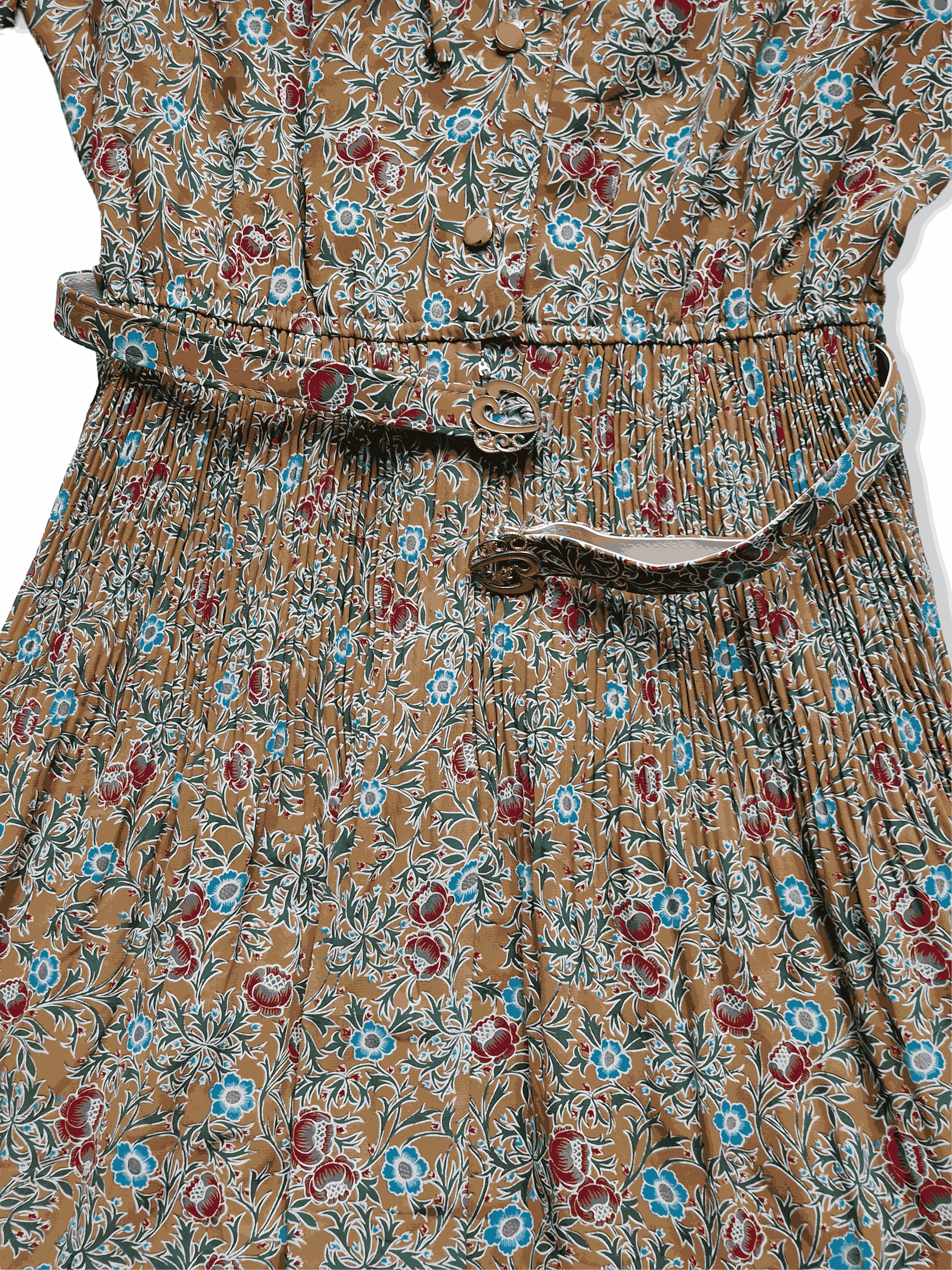 Vintage Mustard Coloured Floral Dress - S/M - Image 4
