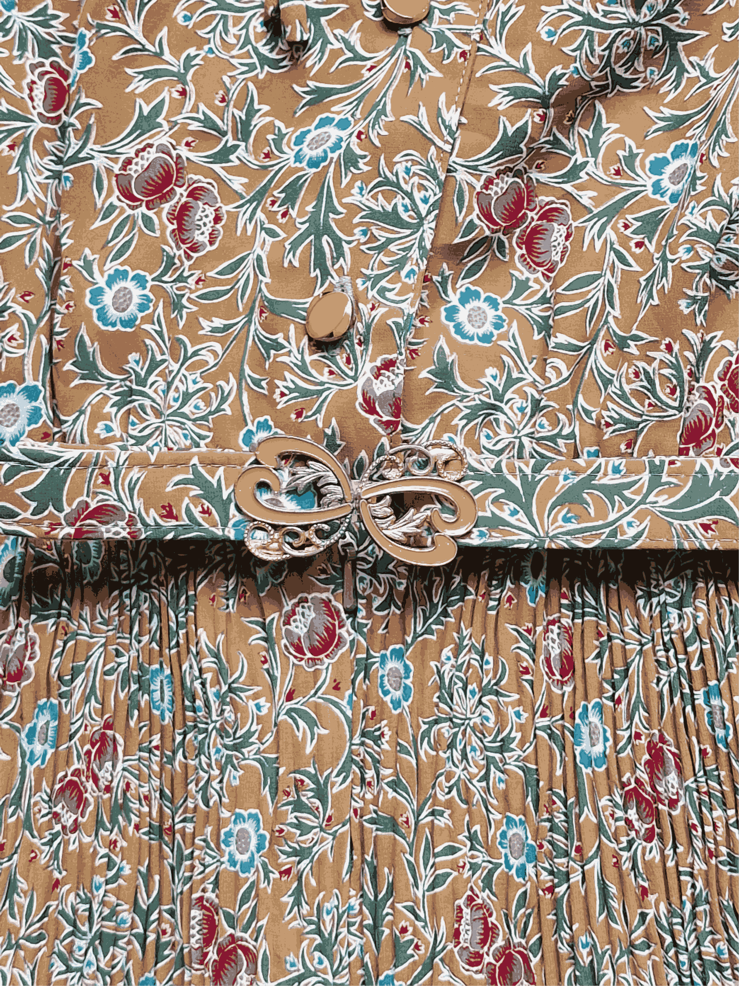 Vintage Mustard Coloured Floral Dress - S/M - Image 5