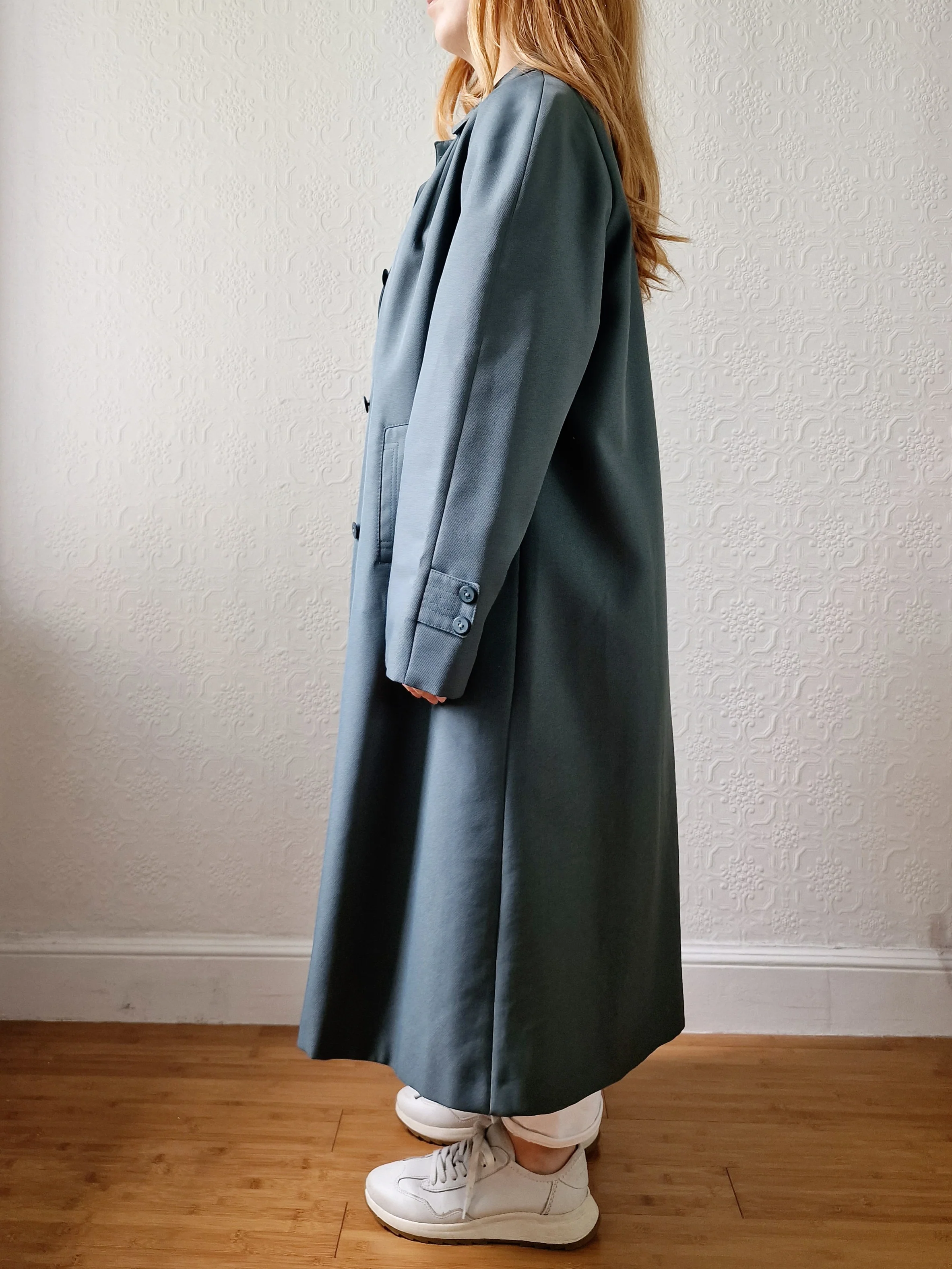 Vintage Muted Green Single Breasted Medium Length Trench Coat with Removable Lining - M/L - Image 3